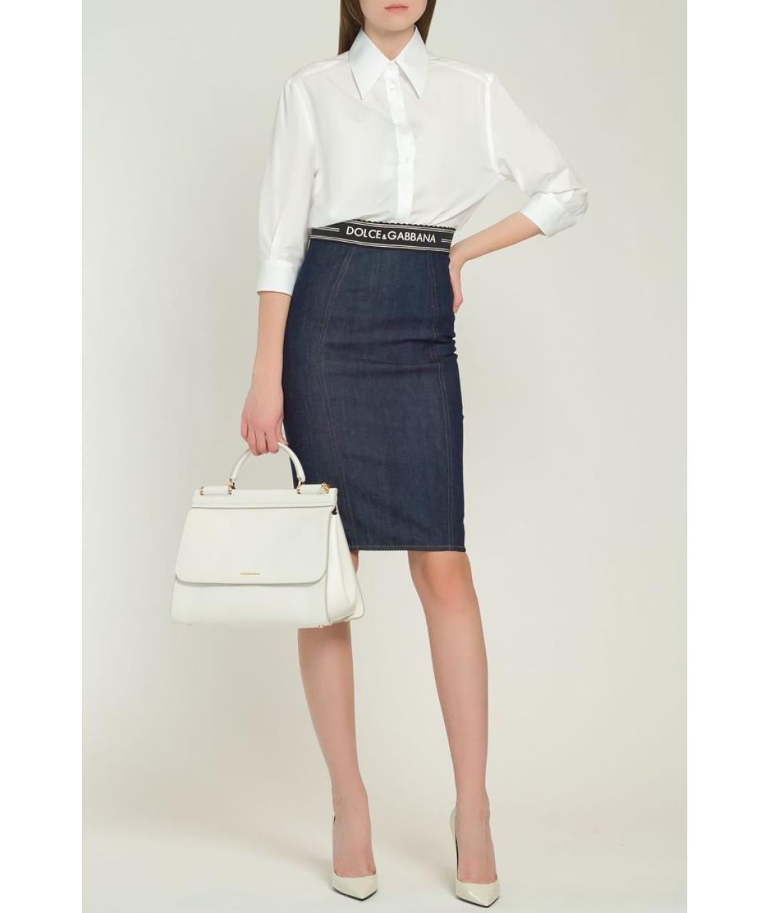 DOLCE&GABBANA Синяя деним юбка миди, фото 2