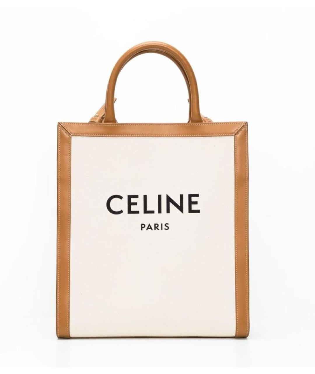 CELINE Бежевая тканевая сумка тоут, фото 7