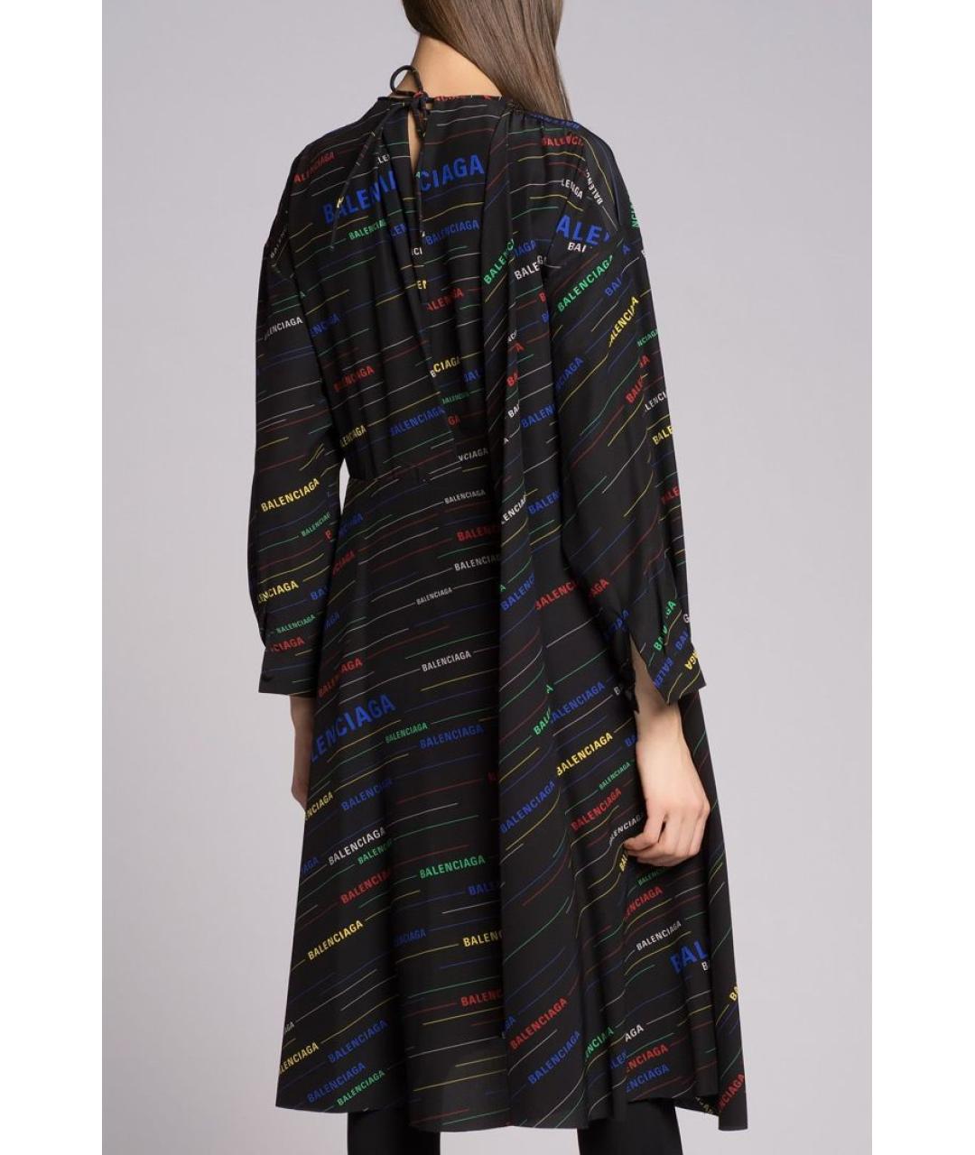BALENCIAGA Черное шелковое повседневное платье, фото 4