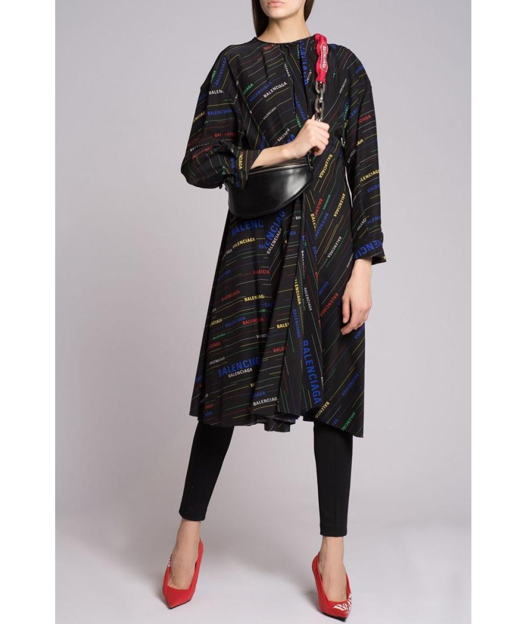 BALENCIAGA Черное шелковое повседневное платье, фото 2