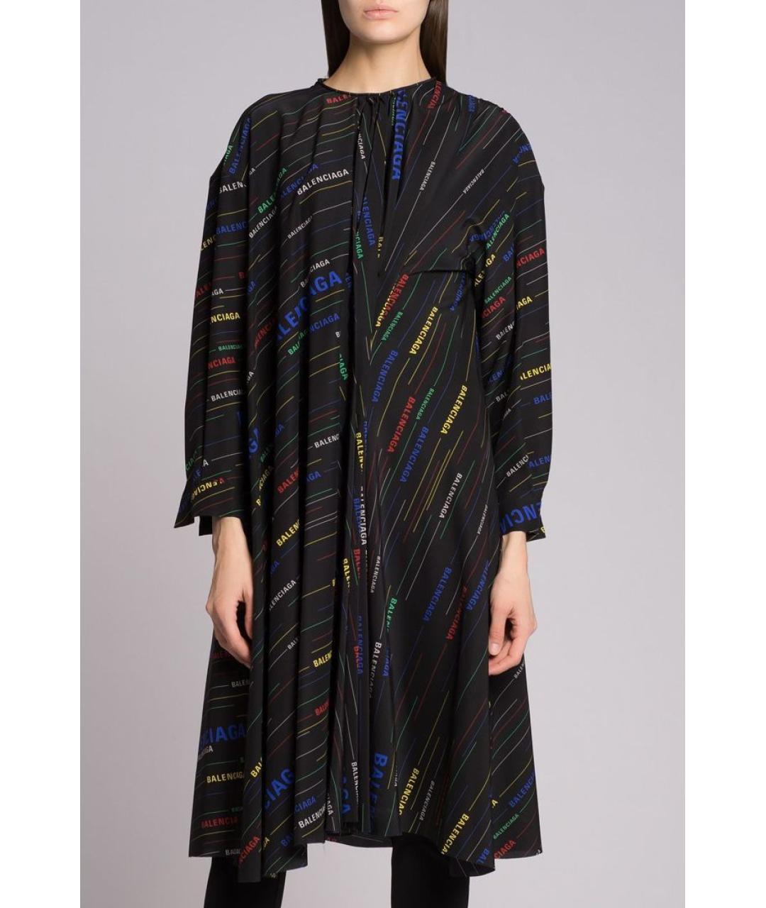 BALENCIAGA Черное шелковое повседневное платье, фото 3