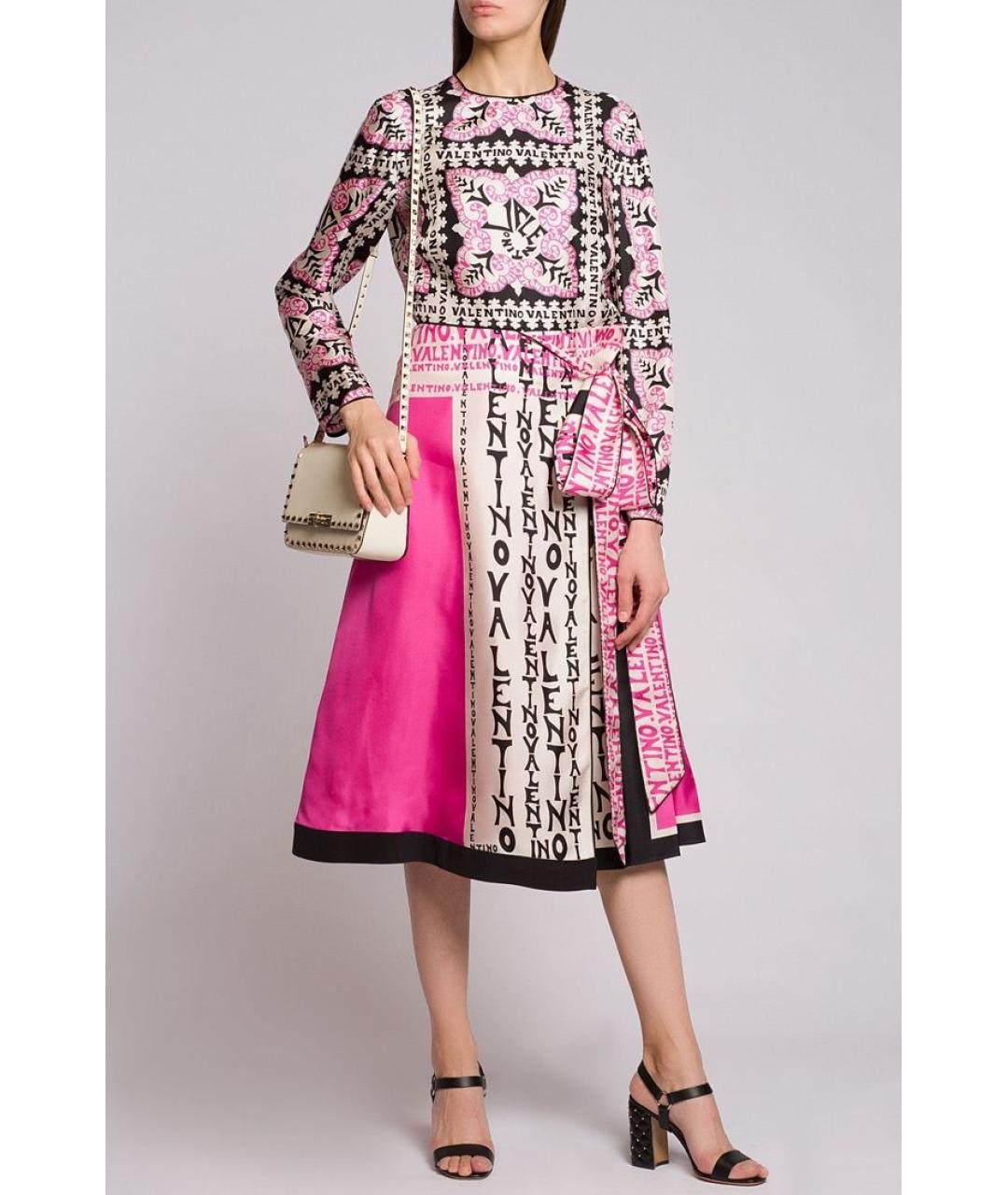 VALENTINO Розовое шелковое повседневное платье, фото 3