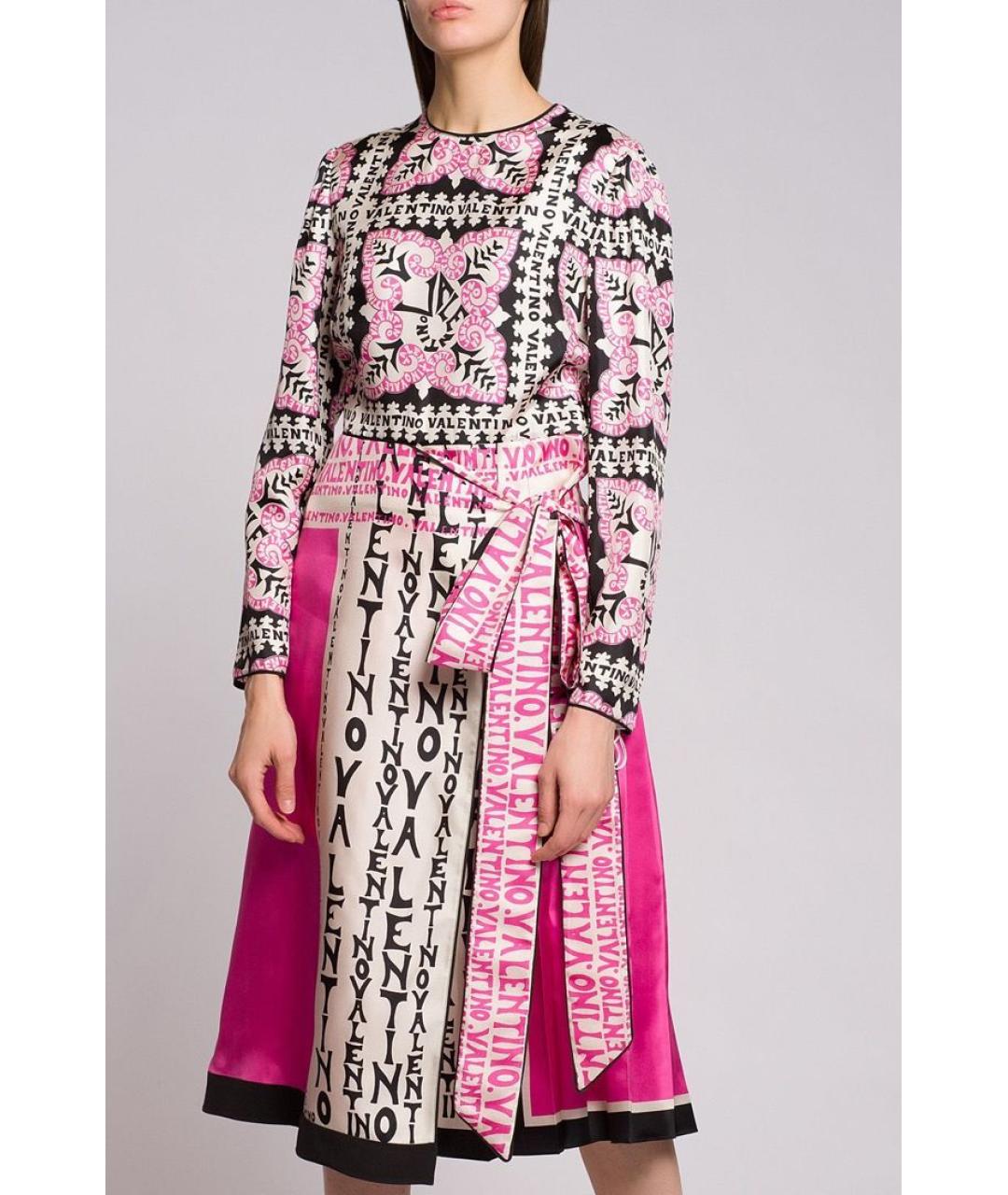 VALENTINO Розовое шелковое повседневное платье, фото 2