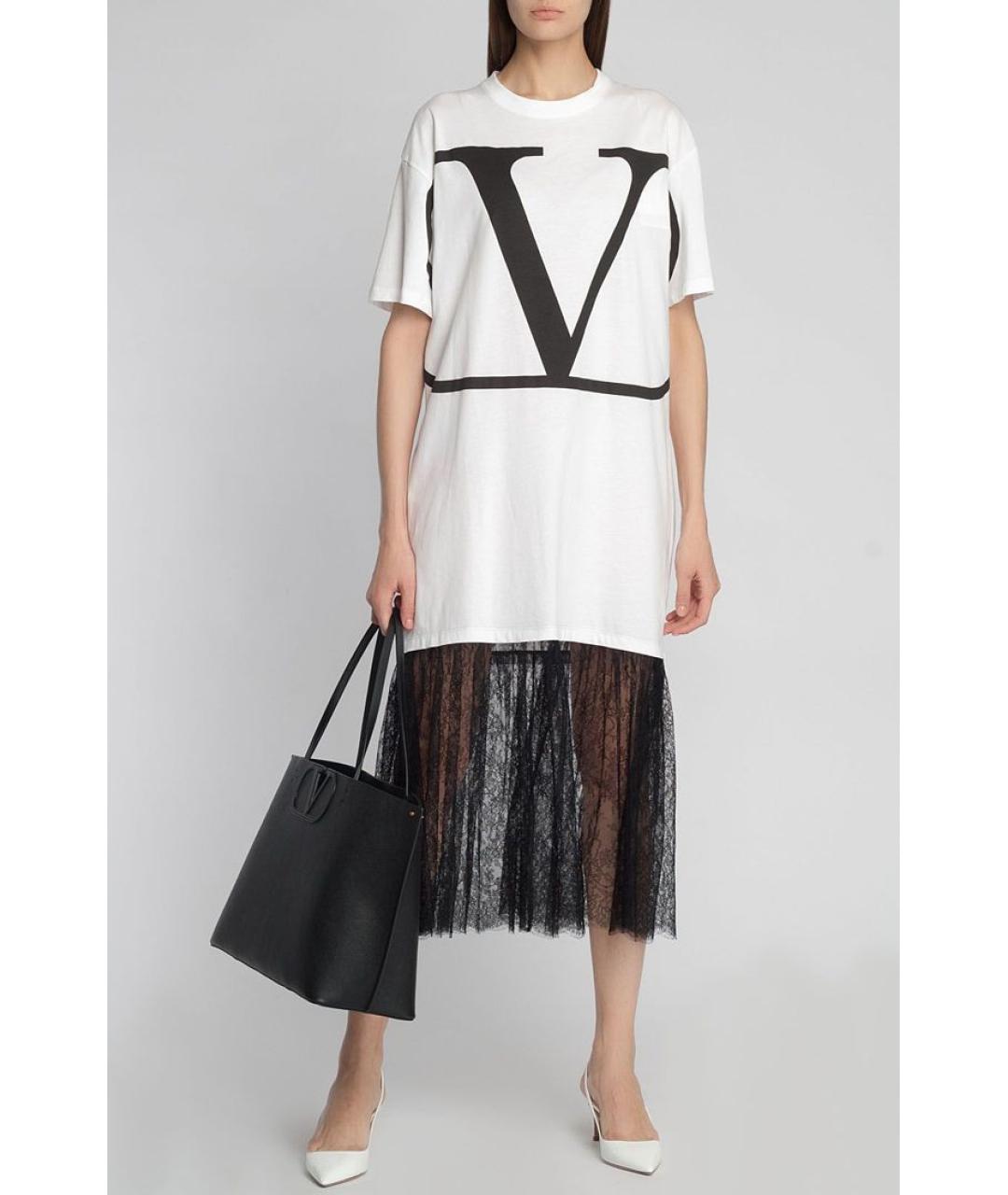 VALENTINO Белое хлопковое повседневное платье, фото 3