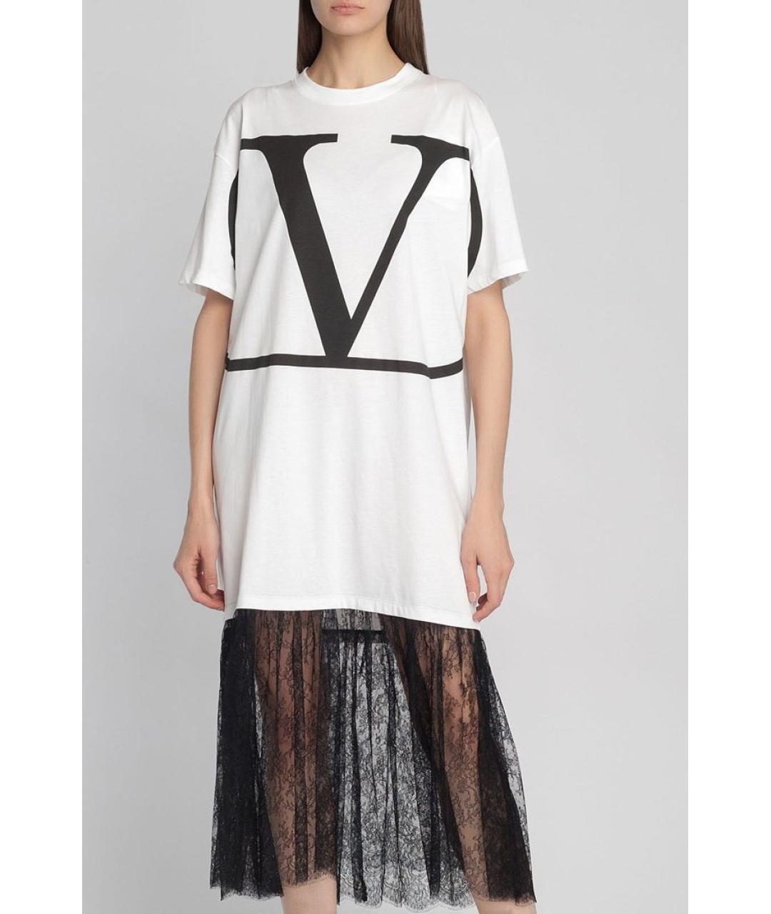 VALENTINO Белое хлопковое повседневное платье, фото 2