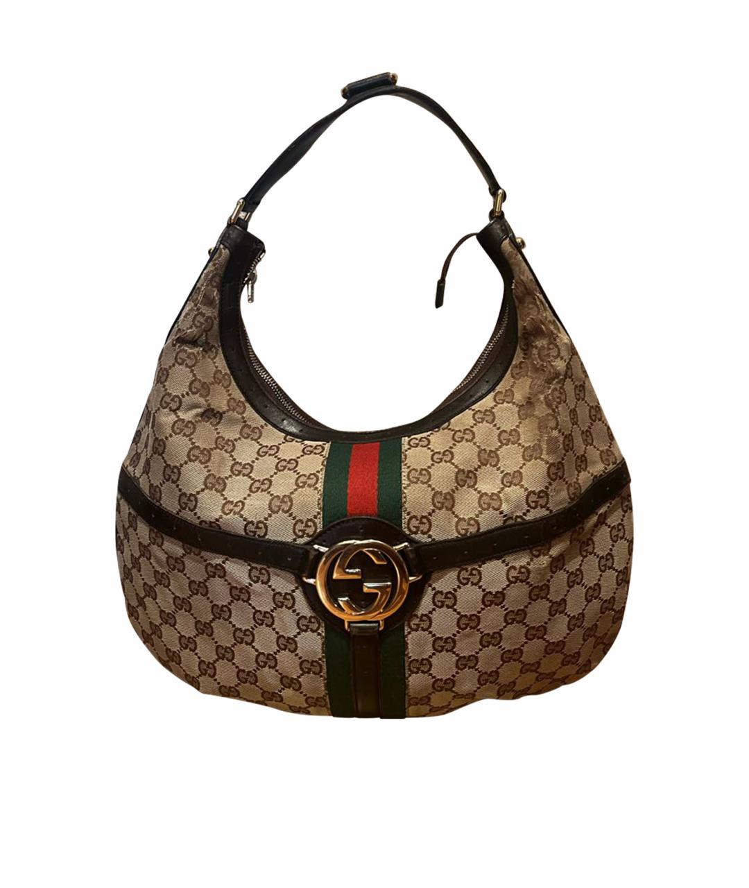 GUCCI Бежевая тканевая сумка тоут, фото 1