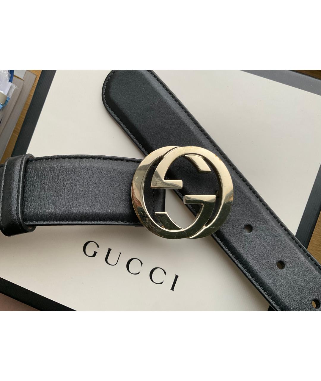 GUCCI Черный кожаный ремень, фото 3