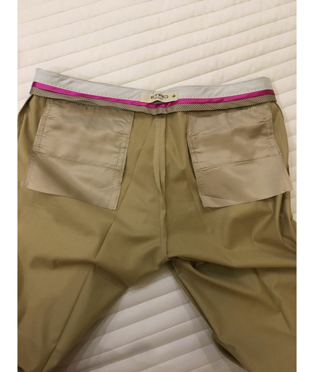 ETRO Горчичные хлопко-эластановые прямые брюки, фото 3
