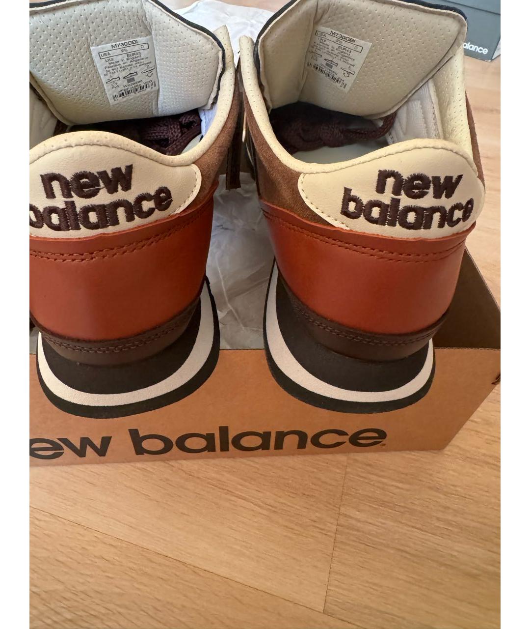 NEW BALANCE Коричневые кожаные низкие кроссовки / кеды, фото 4