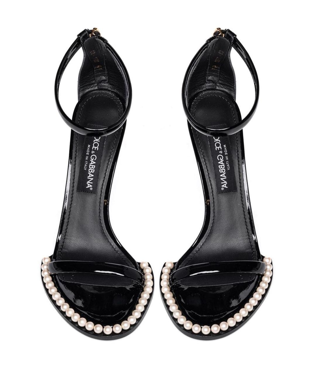 DOLCE&GABBANA Черные кожаные босоножки, фото 3