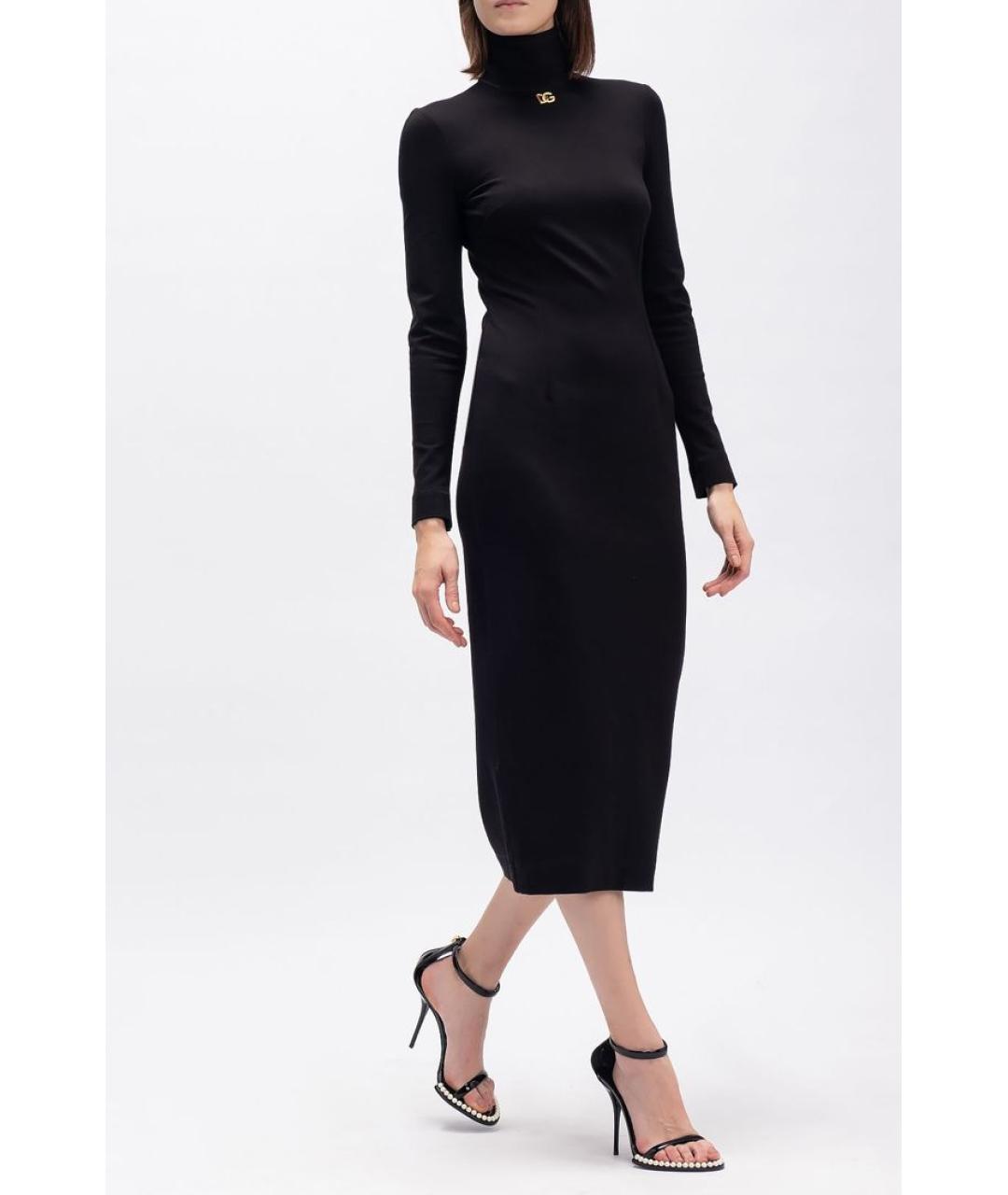 DOLCE&GABBANA Черные кожаные босоножки, фото 4