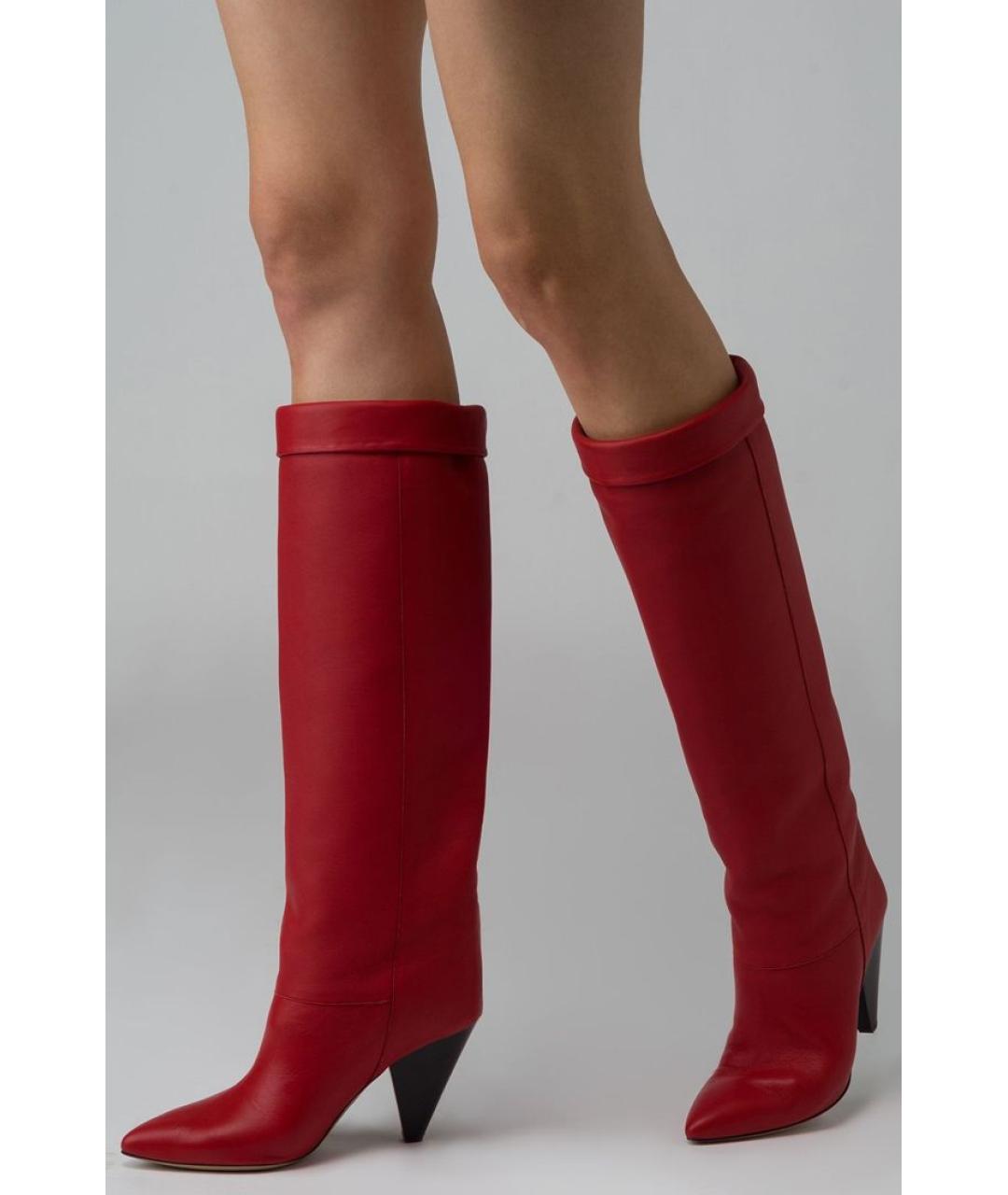 ISABEL MARANT Красные кожаные сапоги, фото 4