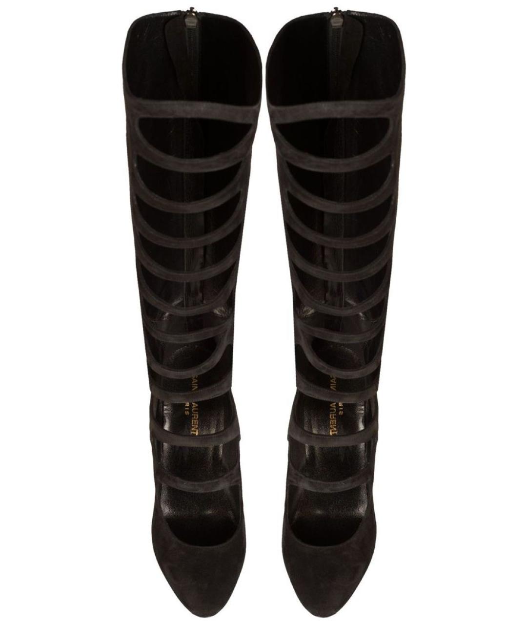 SAINT LAURENT Черные кожаные сапоги, фото 3