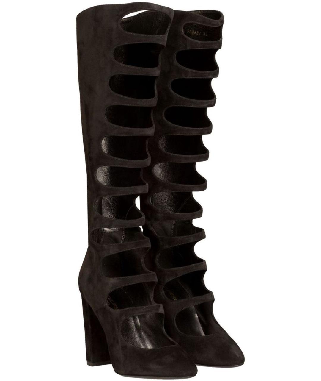SAINT LAURENT Черные кожаные сапоги, фото 2