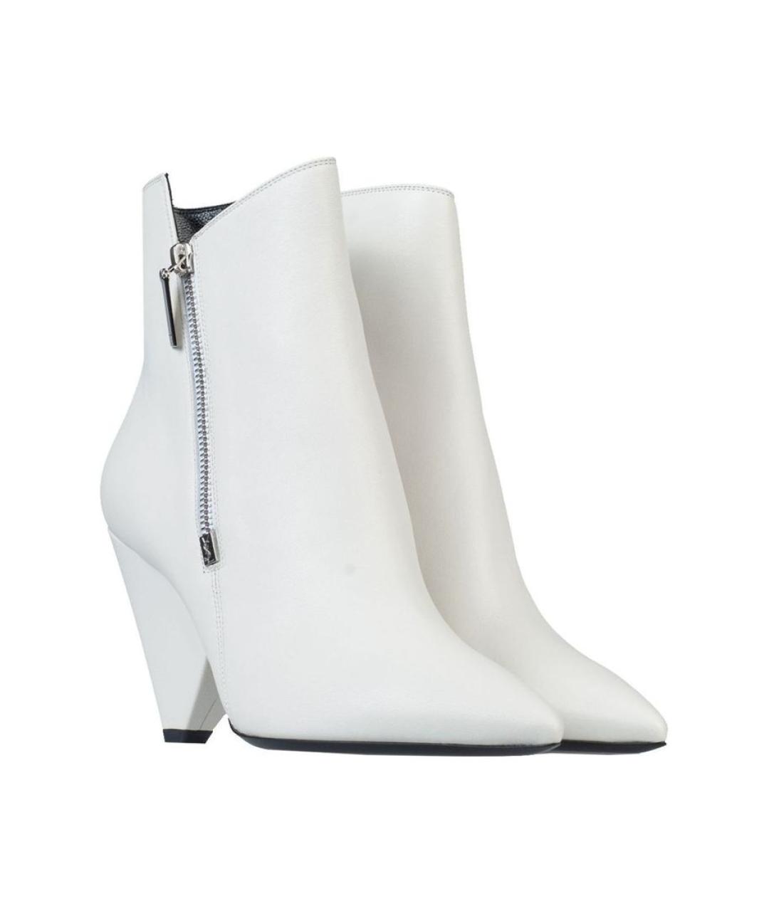 SAINT LAURENT Белые кожаные ботильоны, фото 2