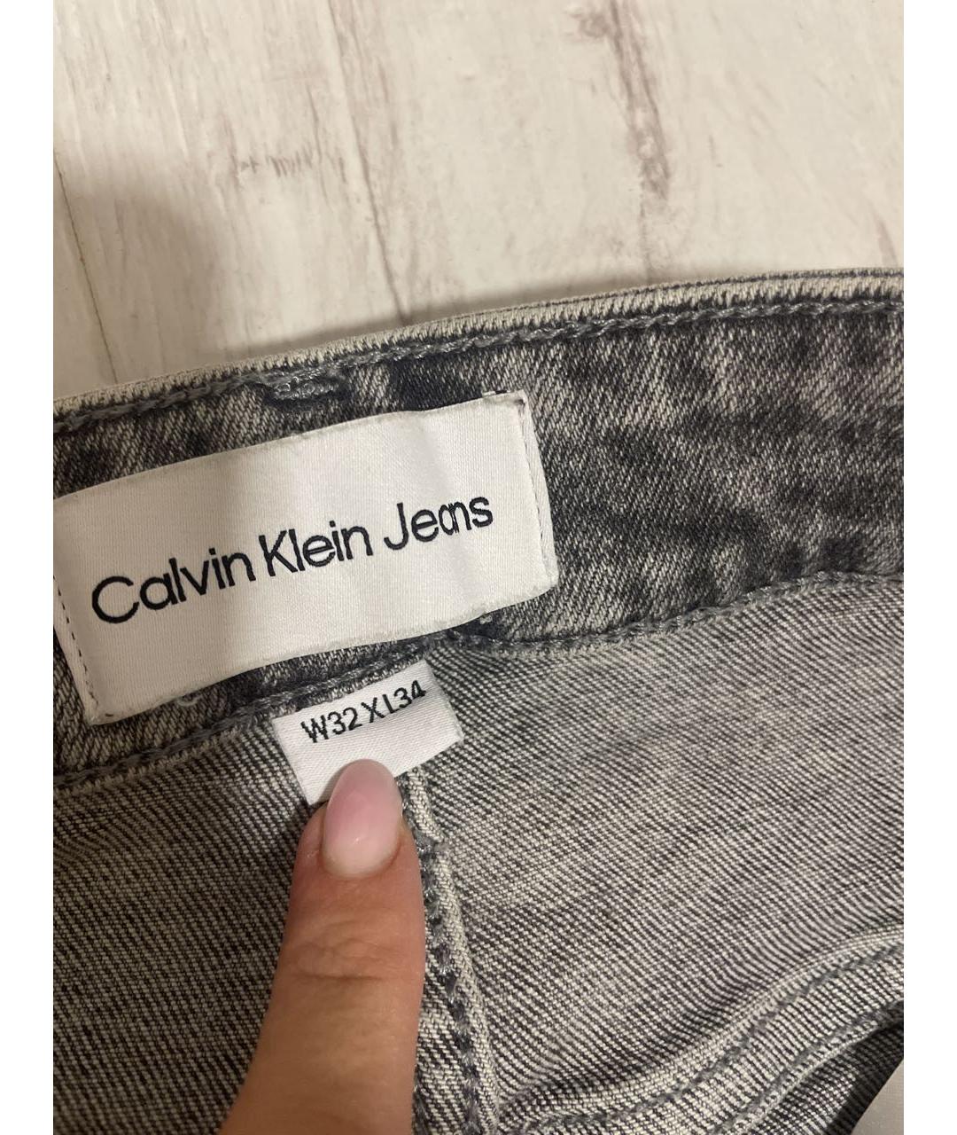 CALVIN KLEIN JEANS Серые хлопковые прямые джинсы, фото 2