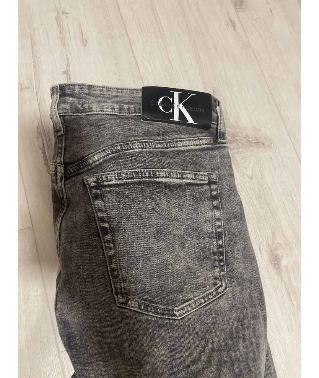 CALVIN KLEIN JEANS Серые хлопковые прямые джинсы, фото 4