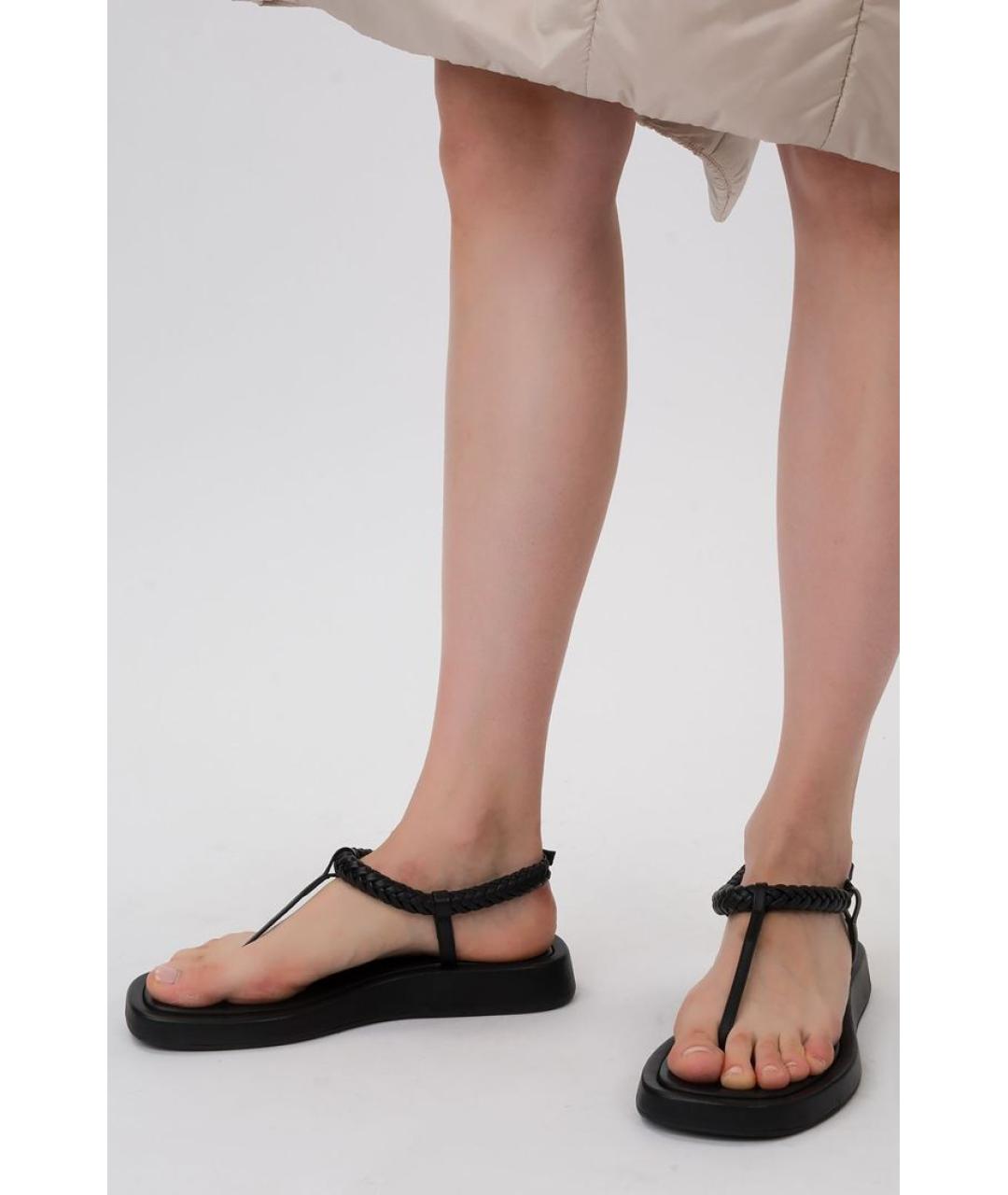 GIABORGHINI Черные кожаные сандалии, фото 4