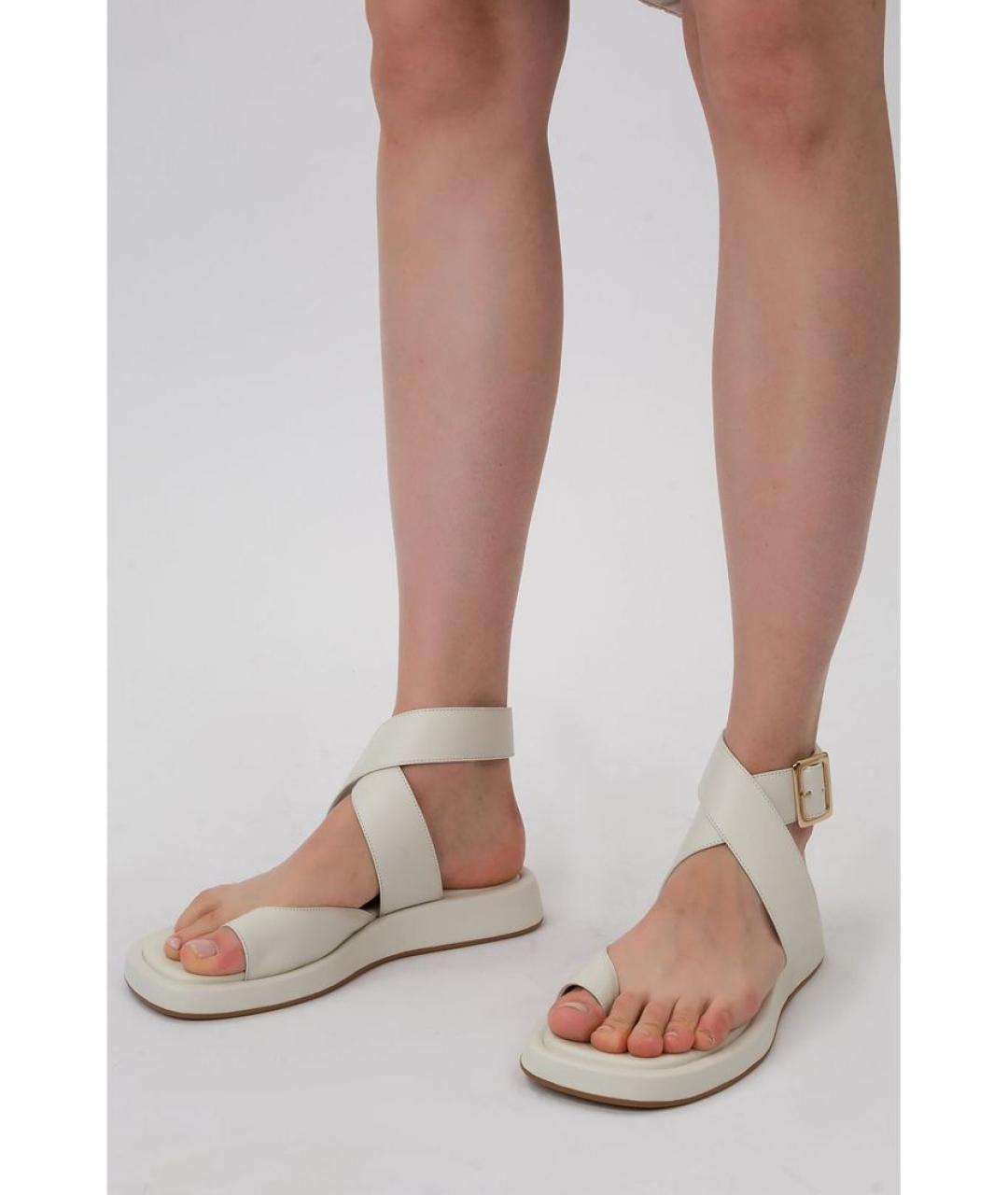 GIABORGHINI Белые кожаные сандалии, фото 4
