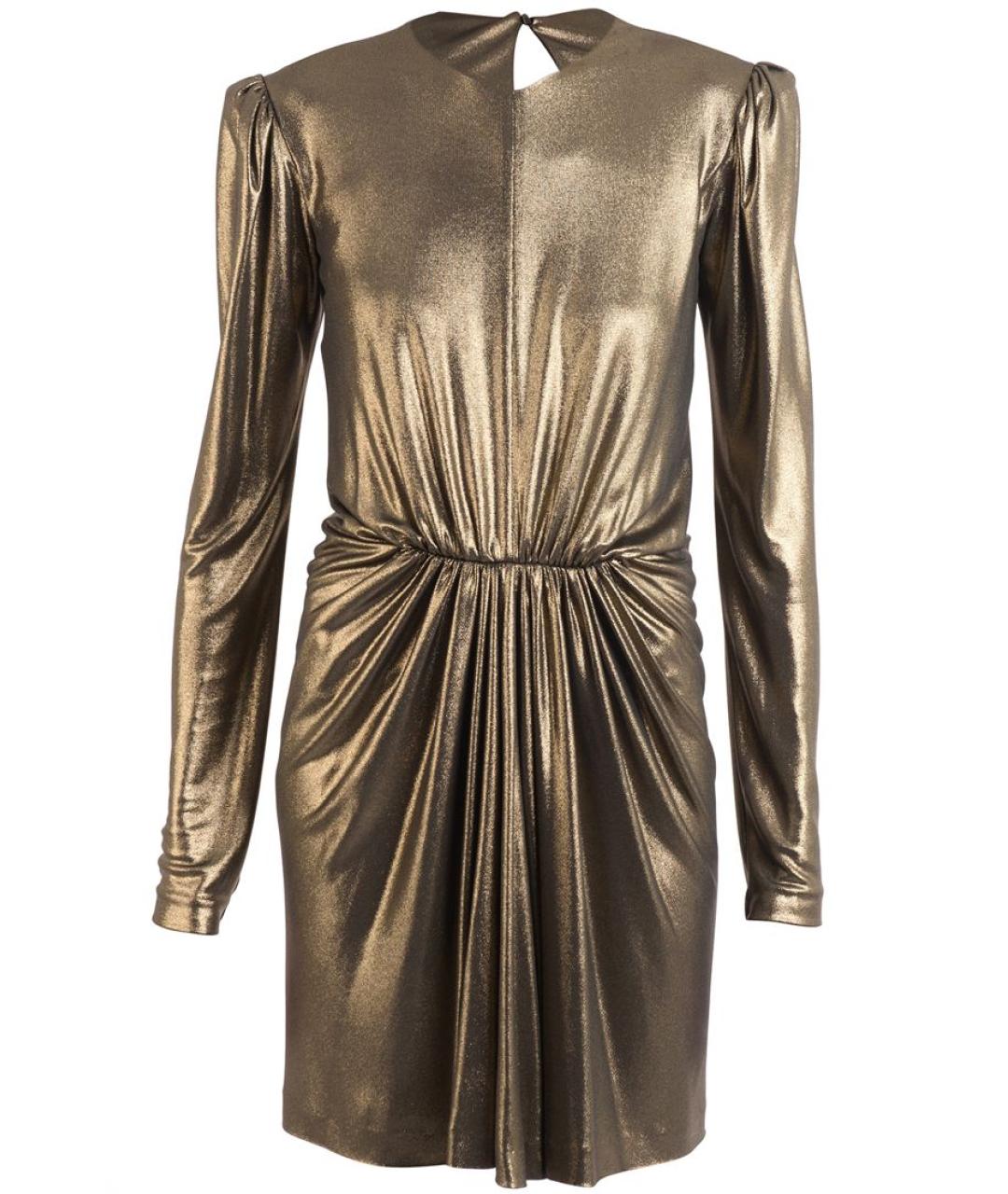 SAINT LAURENT Золотое вискозное вечернее платье, фото 1