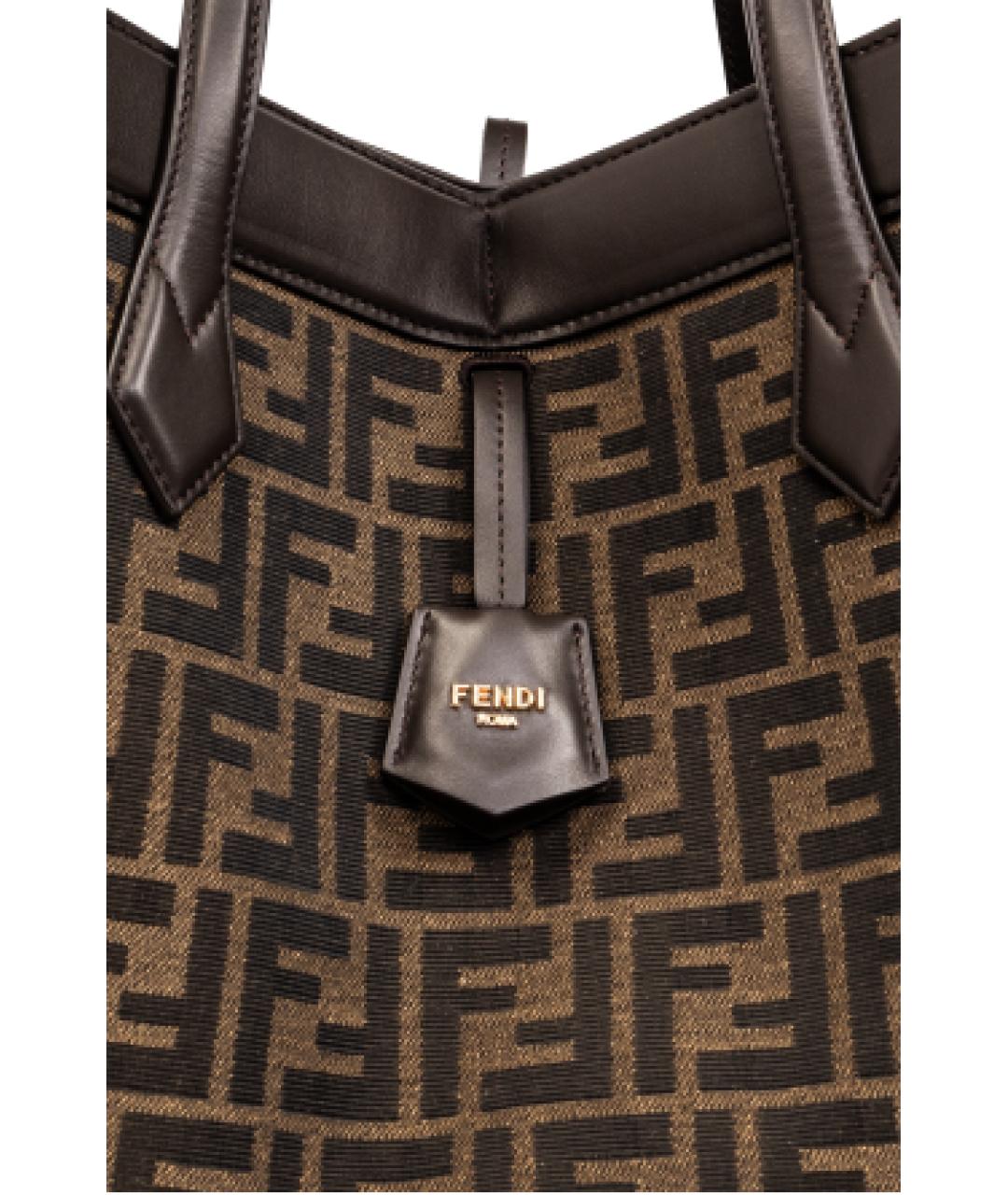 FENDI Коричневая кожаная сумка тоут, фото 5