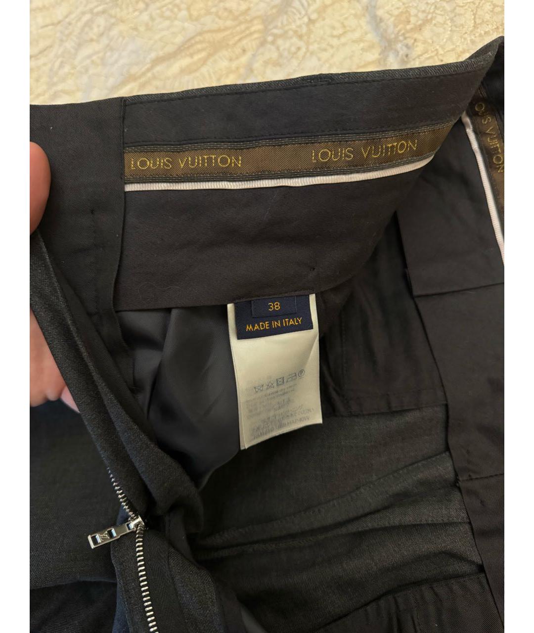 LOUIS VUITTON PRE-OWNED Серые классические брюки, фото 5