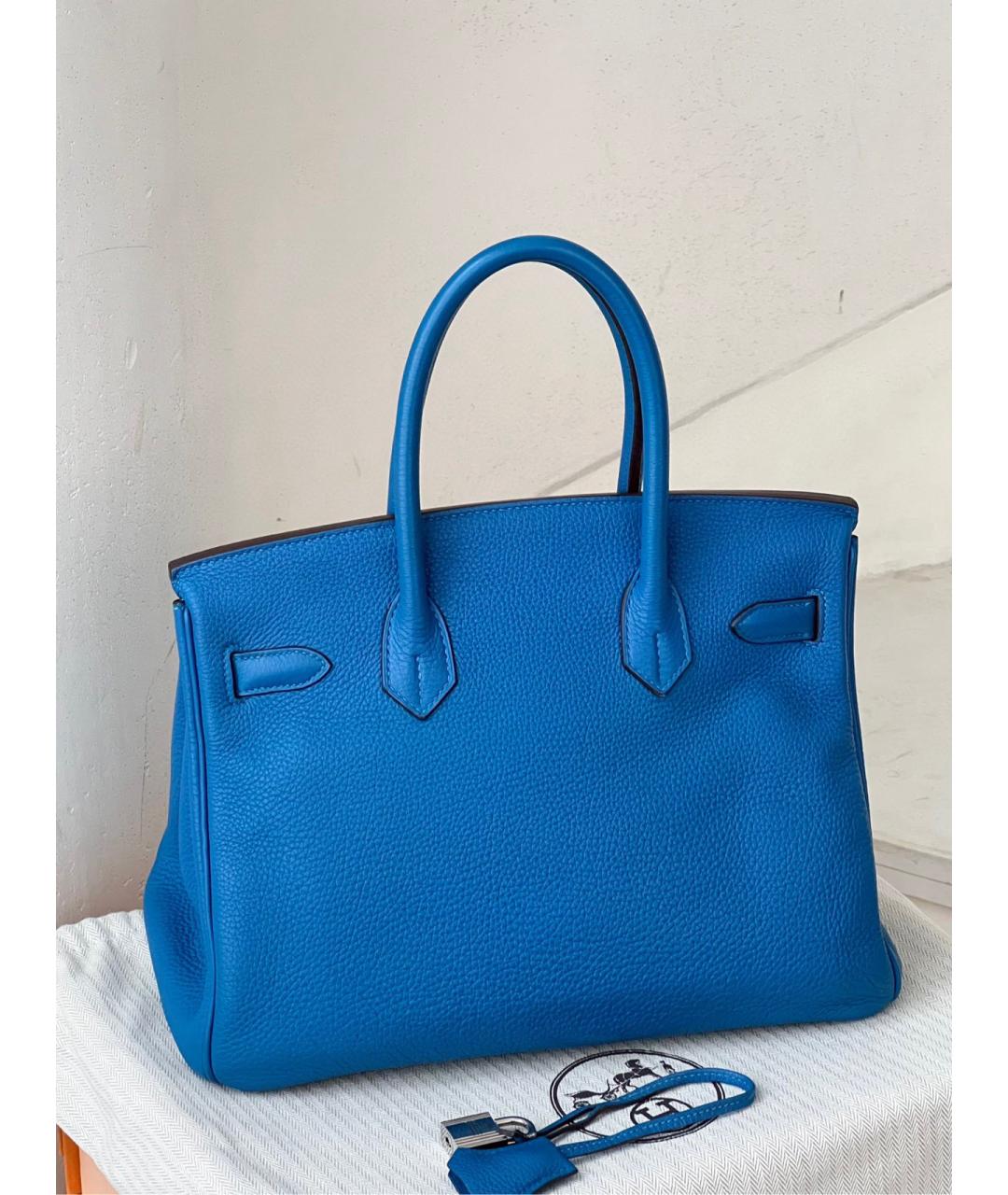 HERMES PRE-OWNED Голубая кожаная сумка с короткими ручками, фото 2