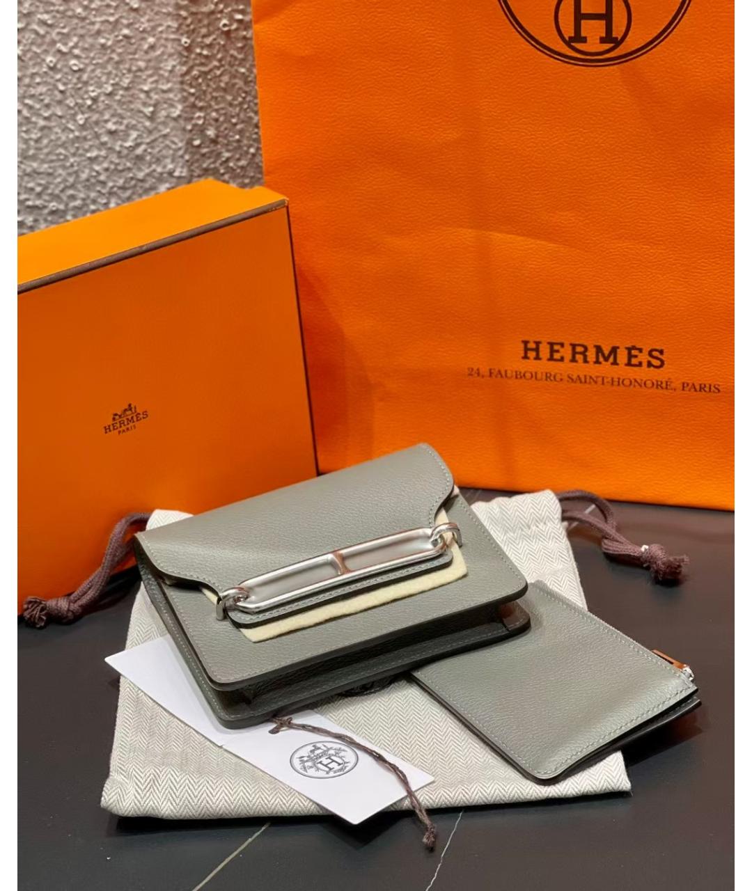 HERMES PRE-OWNED Серая кожаная сумка через плечо, фото 3