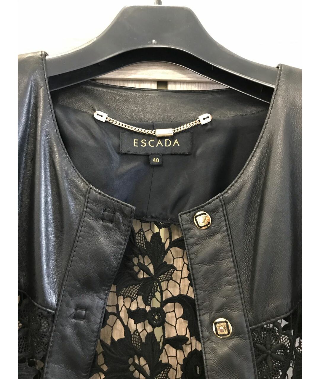 ESCADA Черный кожаный жакет/пиджак, фото 3
