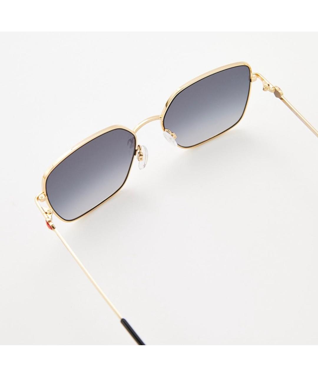 LOVE MOSCHINO Золотые металлические солнцезащитные очки, фото 3
