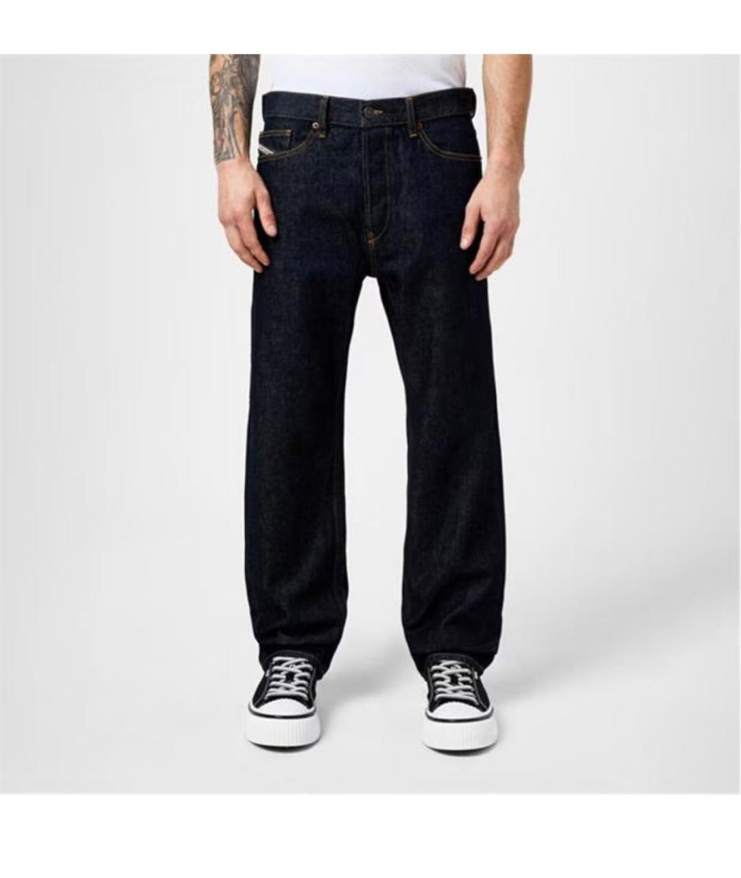 DIESEL Темно-синие хлопковые прямые джинсы, фото 3