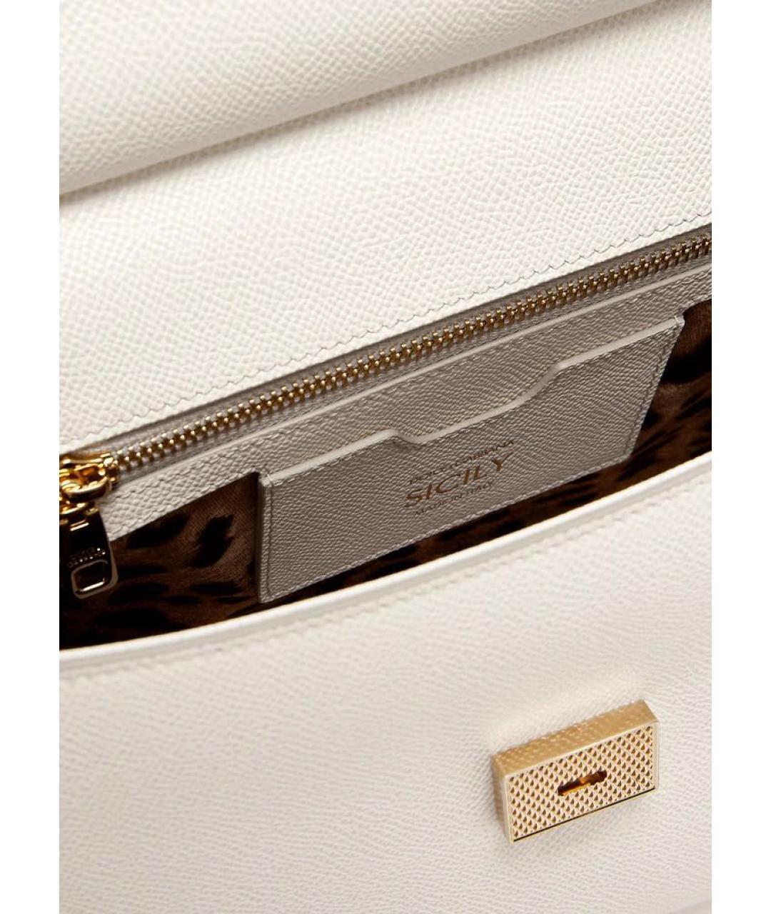 DOLCE&GABBANA Белая кожаная сумка с короткими ручками, фото 3