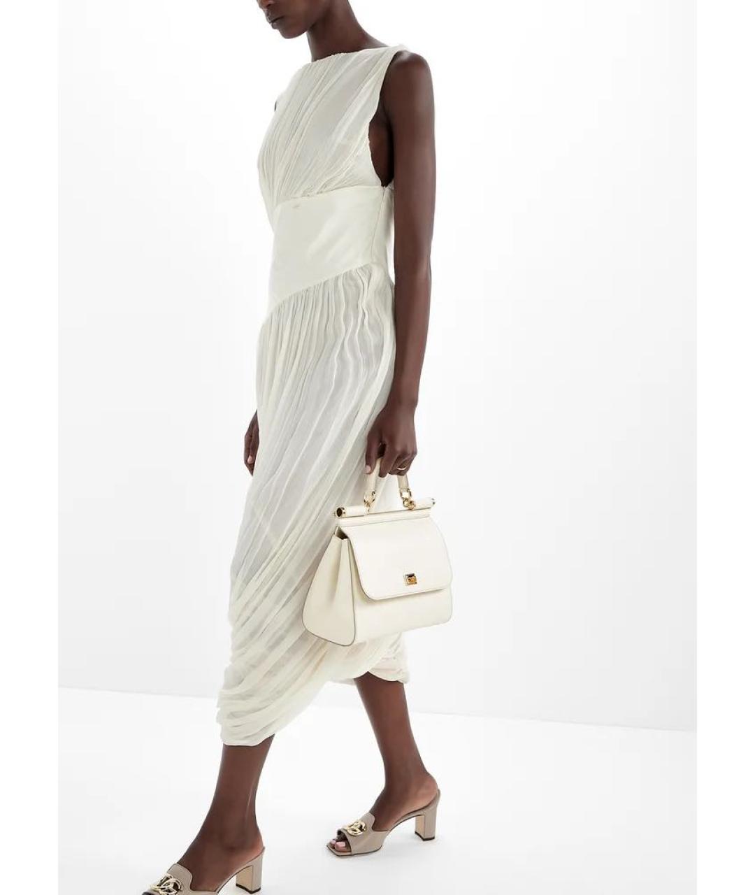 DOLCE&GABBANA Белая кожаная сумка с короткими ручками, фото 8