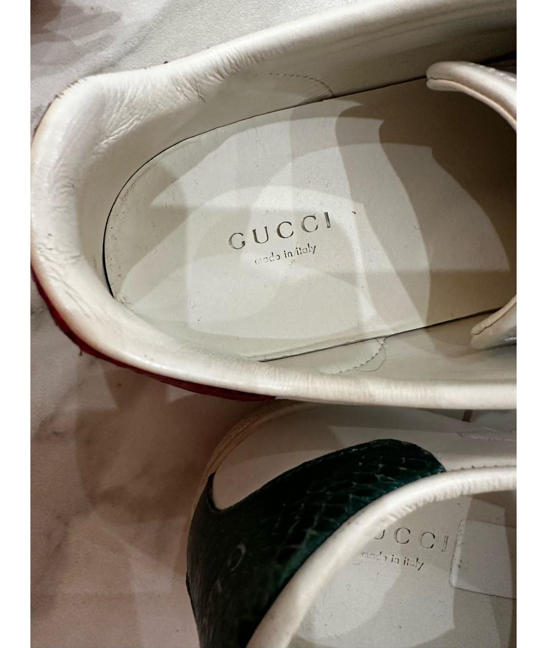 GUCCI Белые кожаные кеды, фото 5