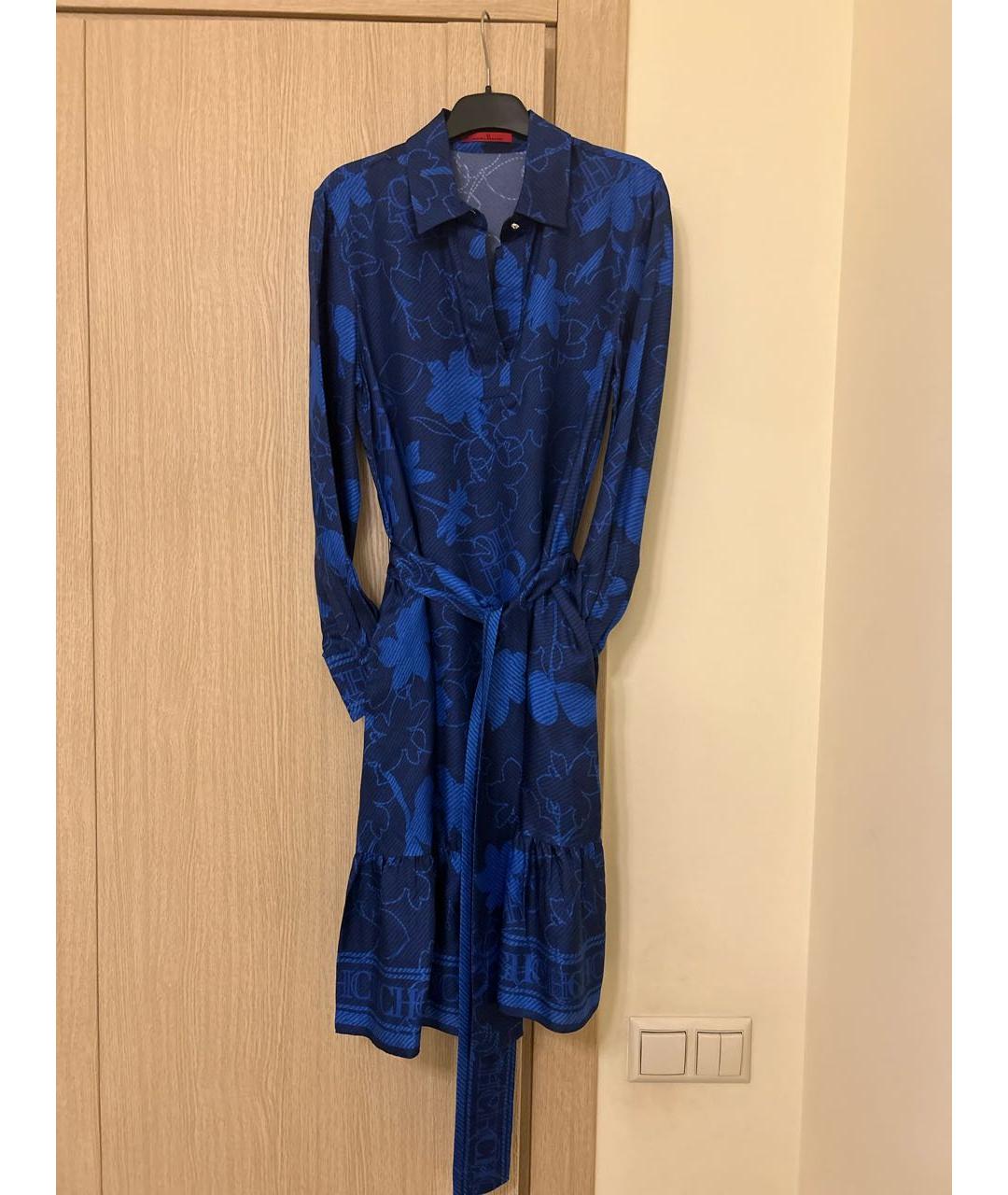 CAROLINA HERRERA Синее шелковое повседневное платье, фото 4