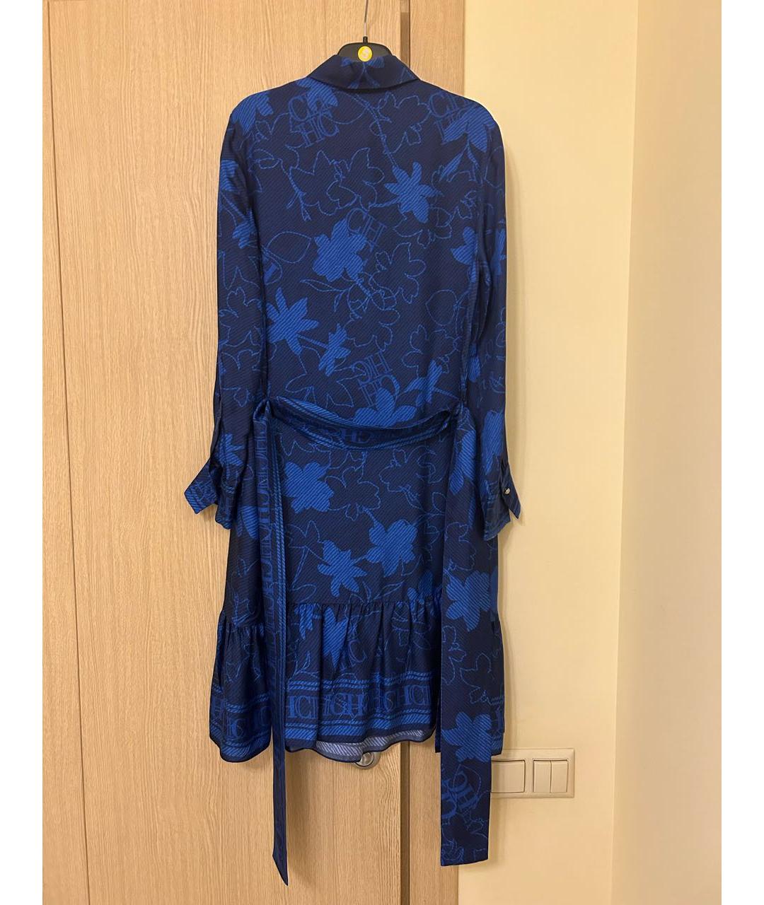 CAROLINA HERRERA Синее шелковое повседневное платье, фото 2
