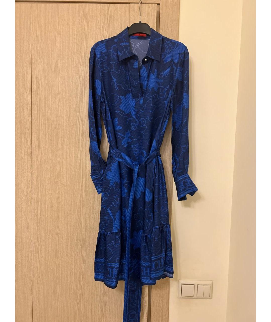 CAROLINA HERRERA Синее шелковое повседневное платье, фото 9
