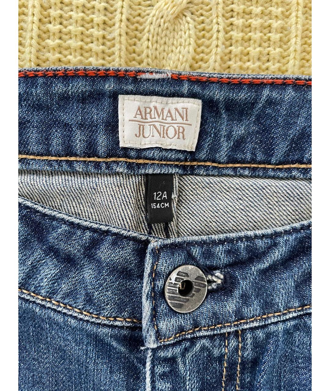 ARMANI JUNIOR Синие хлопковые детские джинсы, фото 3