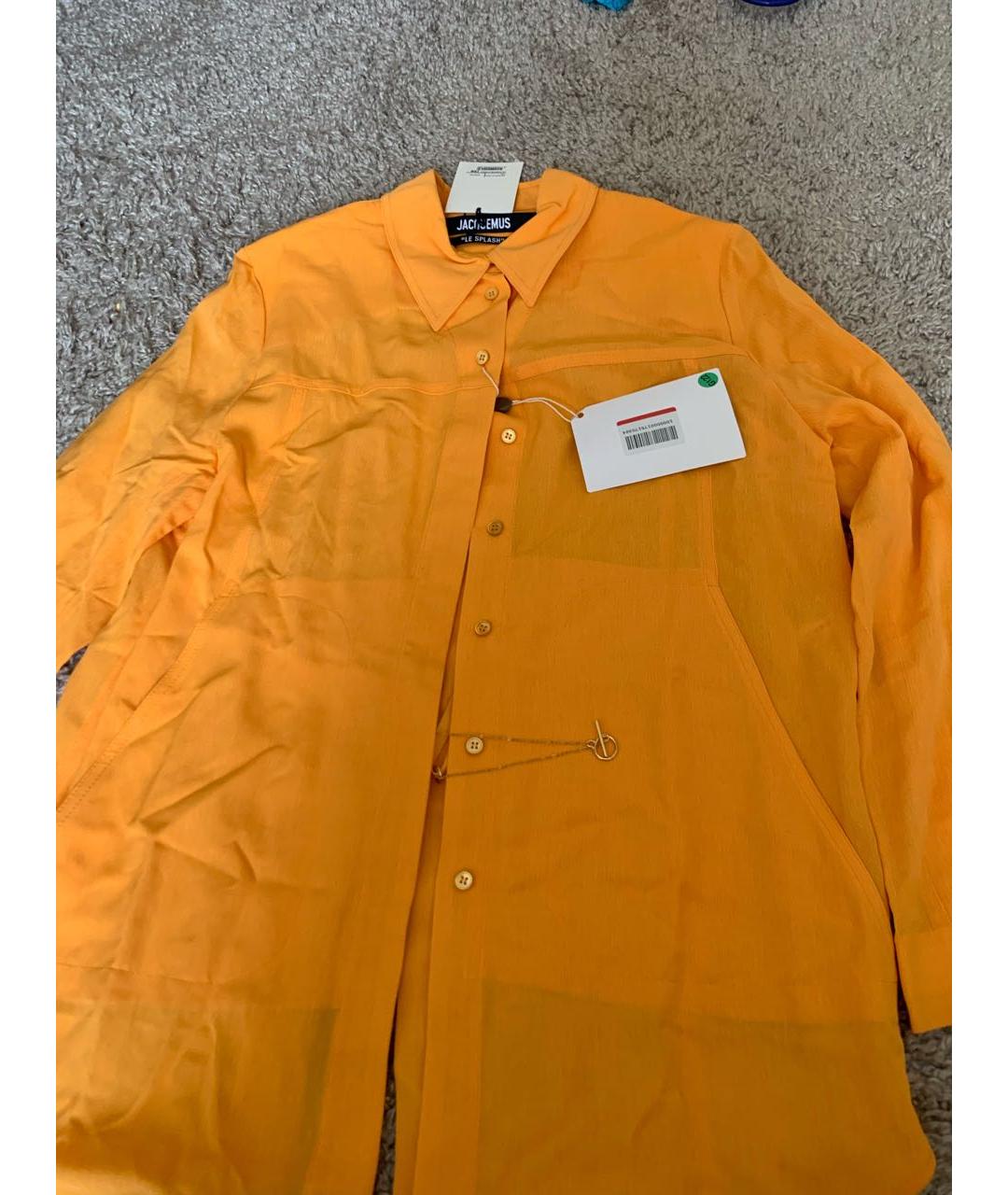 JACQUEMUS Оранжевая льняная рубашка, фото 7