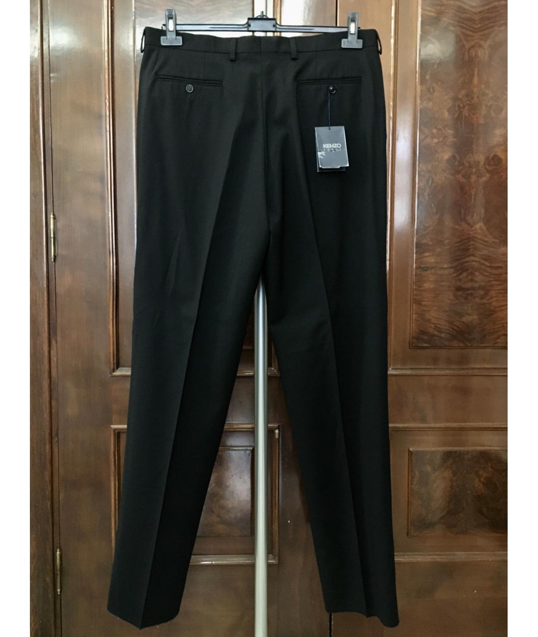 KENZO Черные шерстяные классические брюки, фото 2