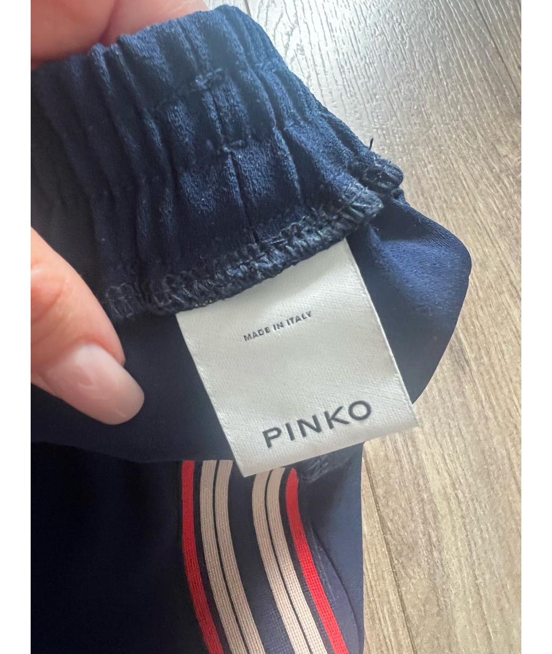 PINKO Темно-синие креповые прямые брюки, фото 4