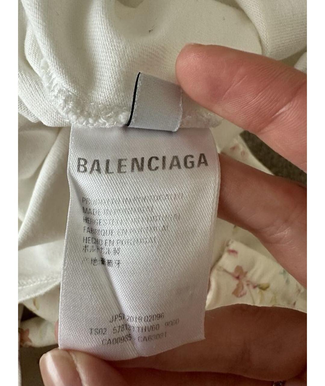 BALENCIAGA Белая хлопковая футболка, фото 4