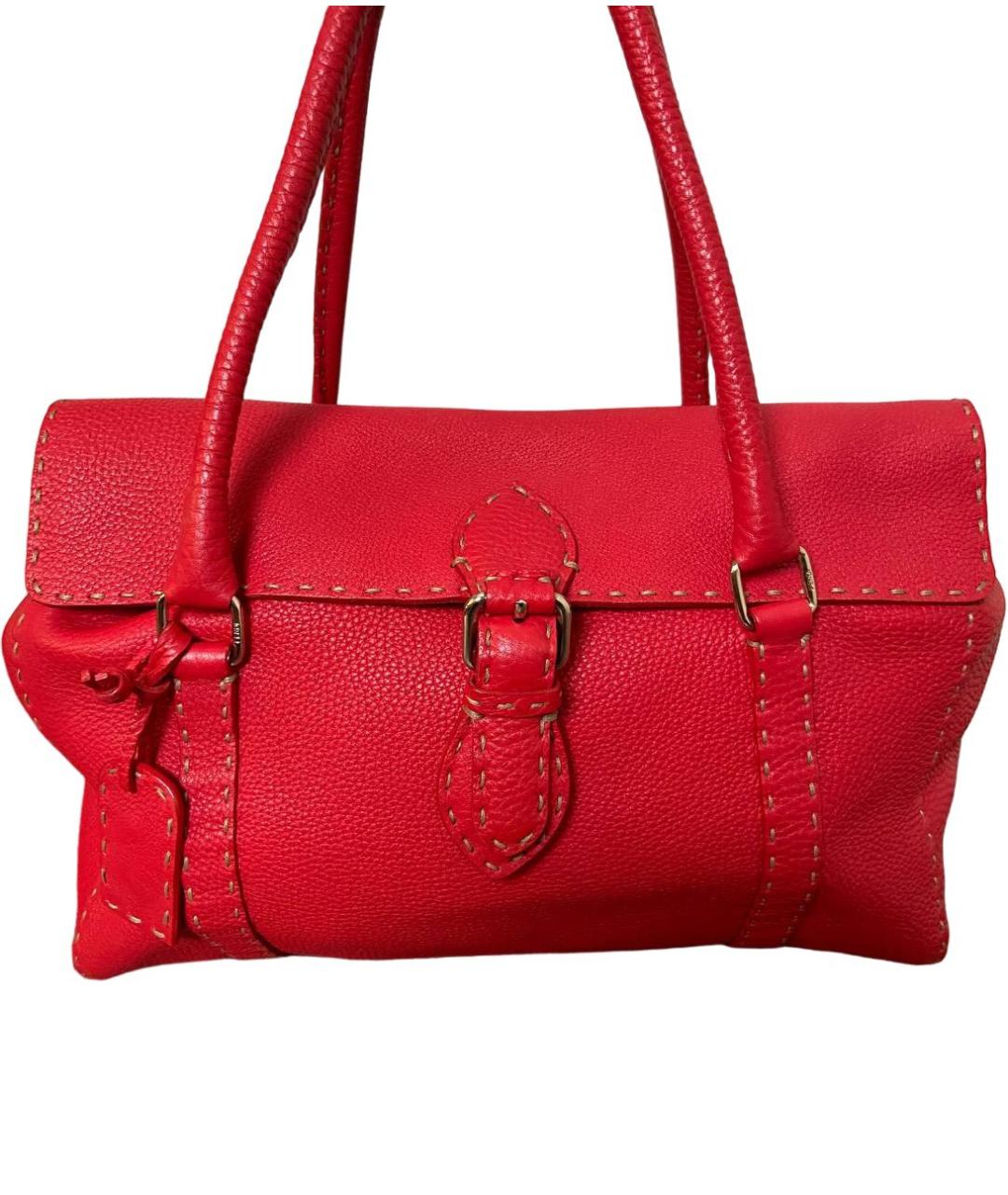 FENDI Красная кожаная сумка с короткими ручками, фото 7