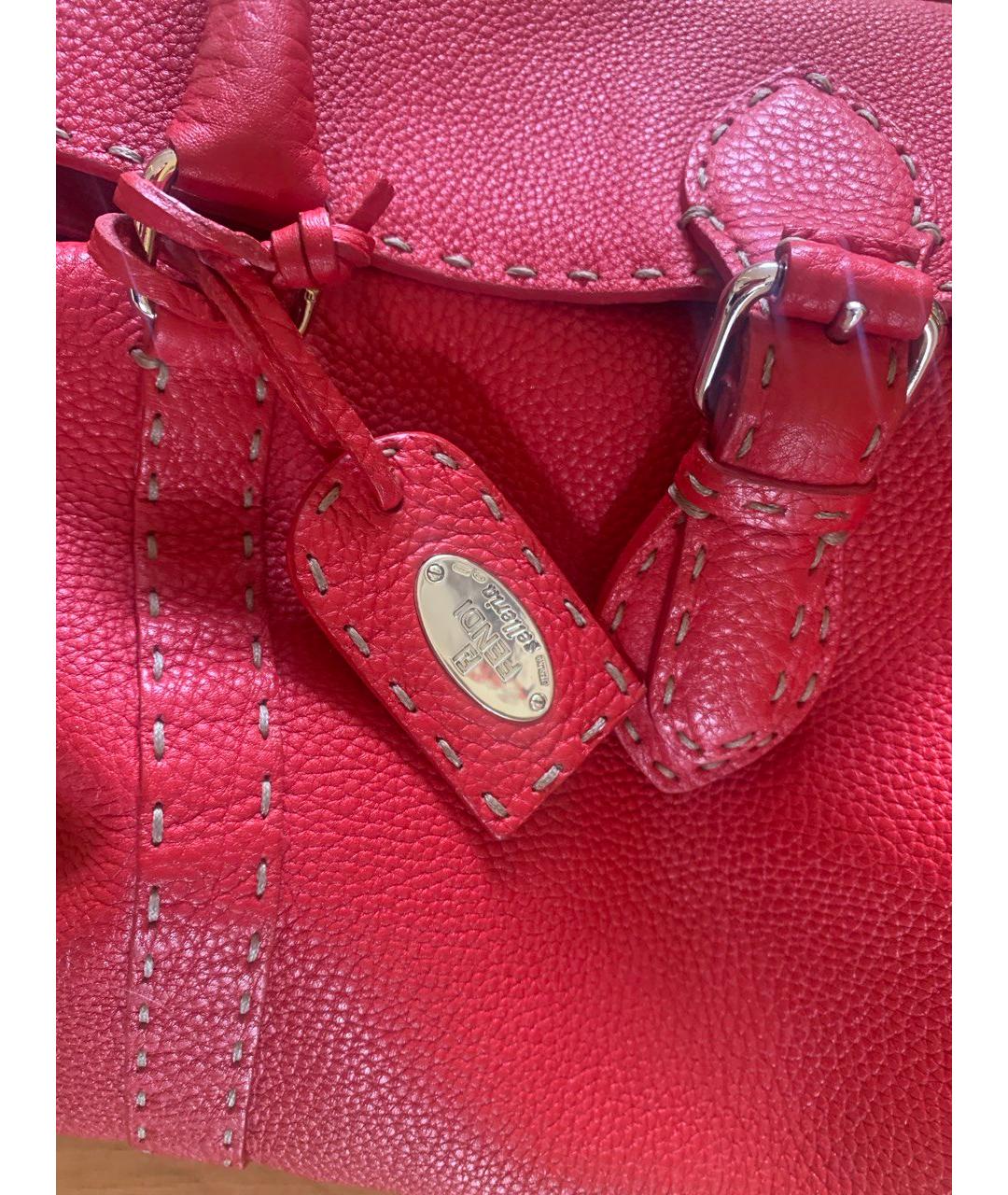 FENDI Красная кожаная сумка с короткими ручками, фото 6