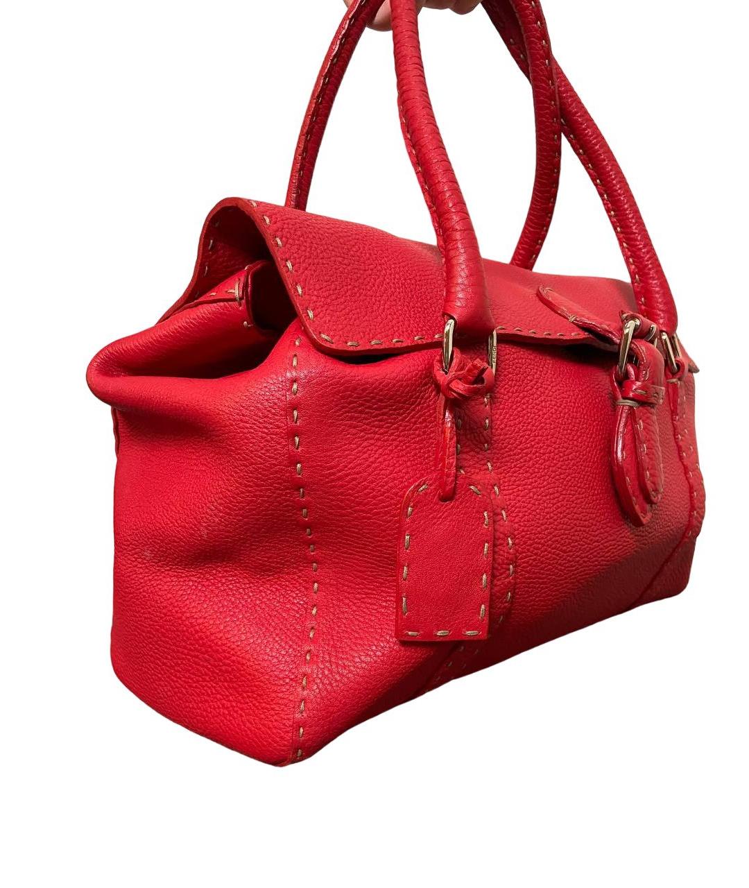 FENDI Красная кожаная сумка с короткими ручками, фото 2