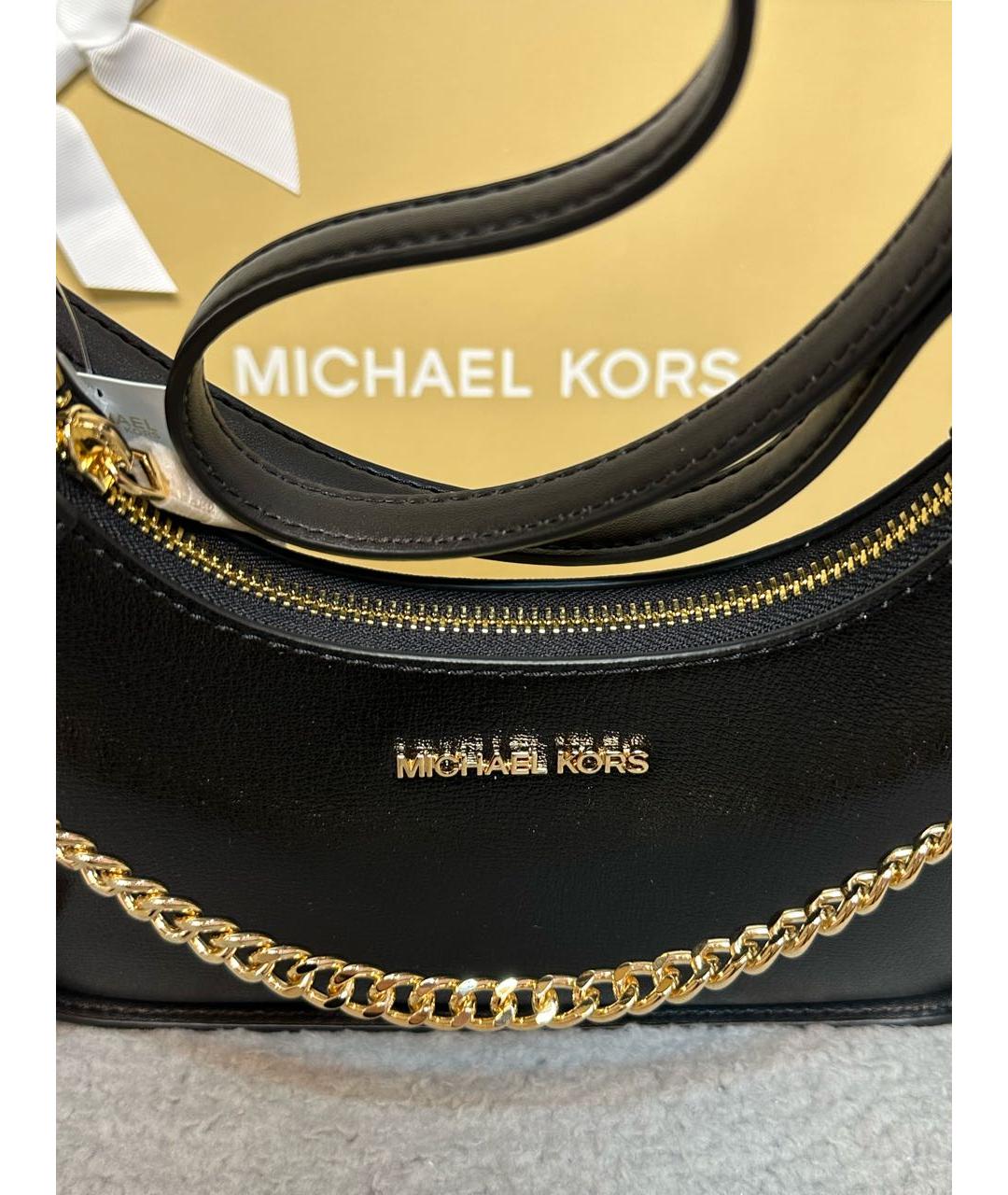 MICHAEL KORS Черная кожаная сумка через плечо, фото 6