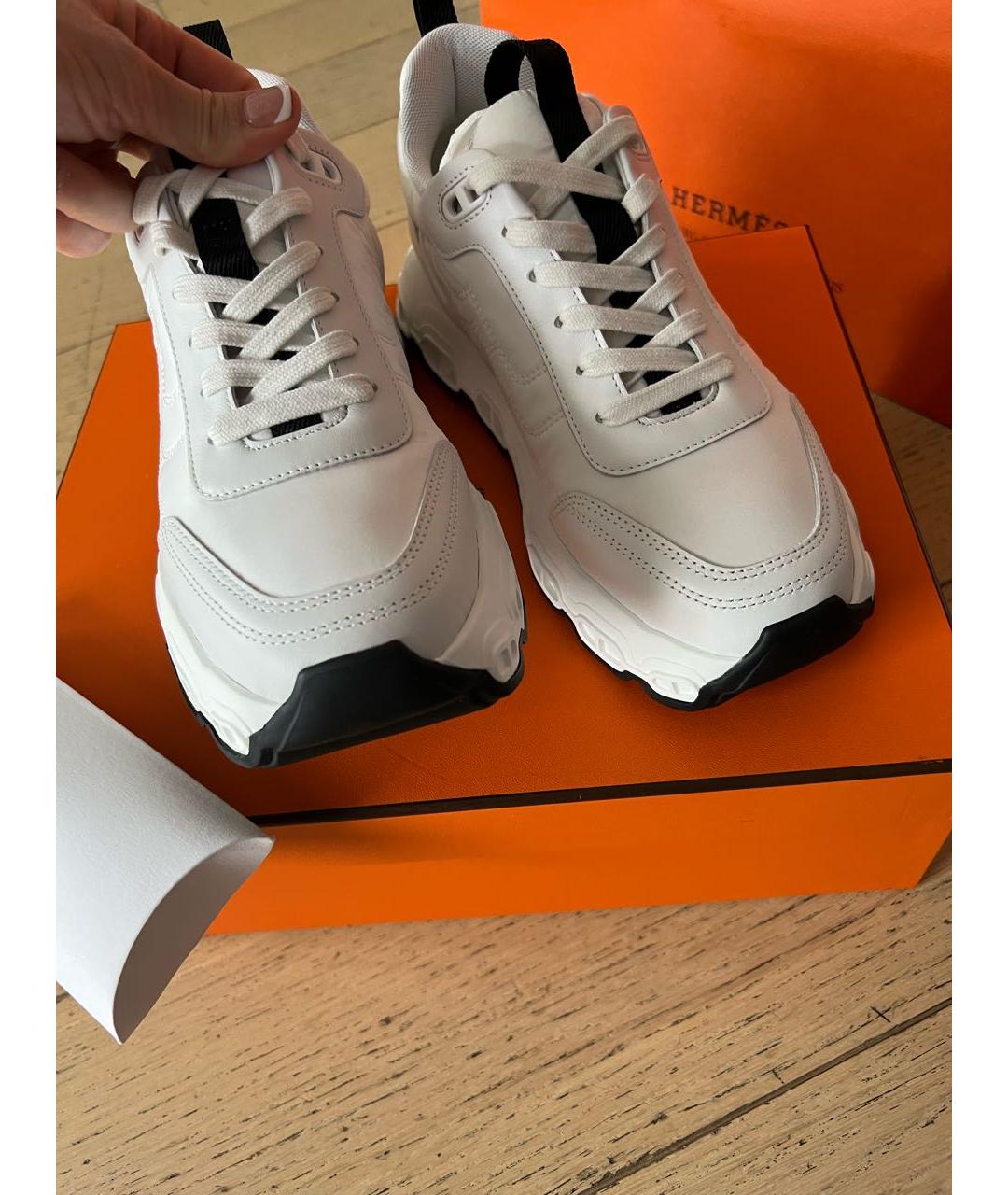 HERMES PRE-OWNED Белые кожаные кроссовки, фото 5