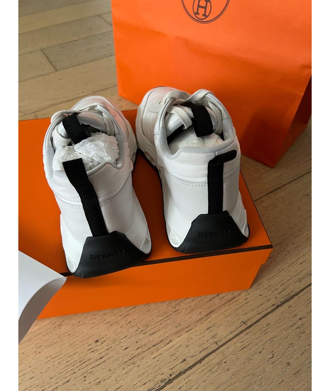 HERMES PRE-OWNED Белые кожаные кроссовки, фото 3