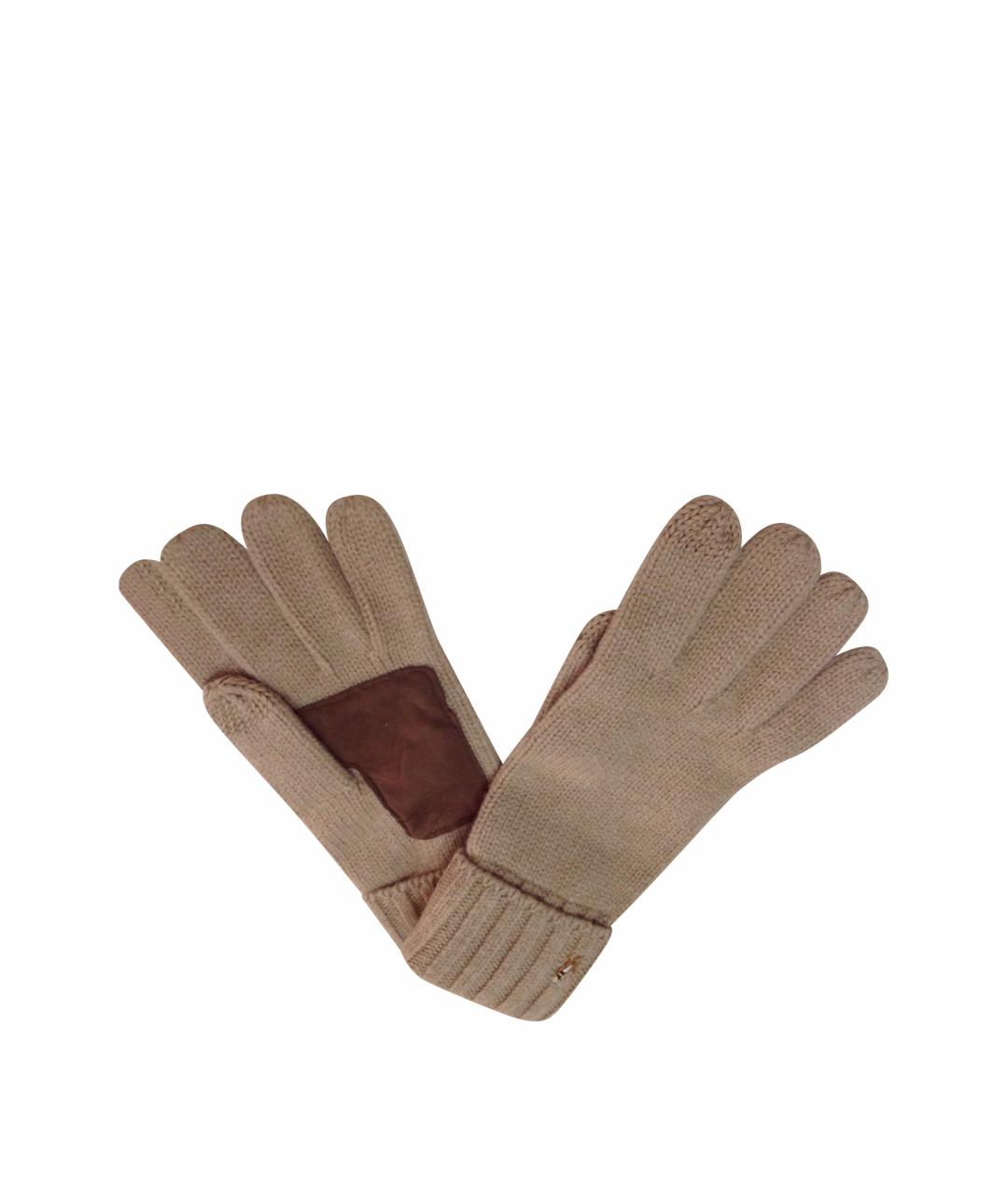 POLO RALPH LAUREN Бежевые шерстяные перчатки, фото 1