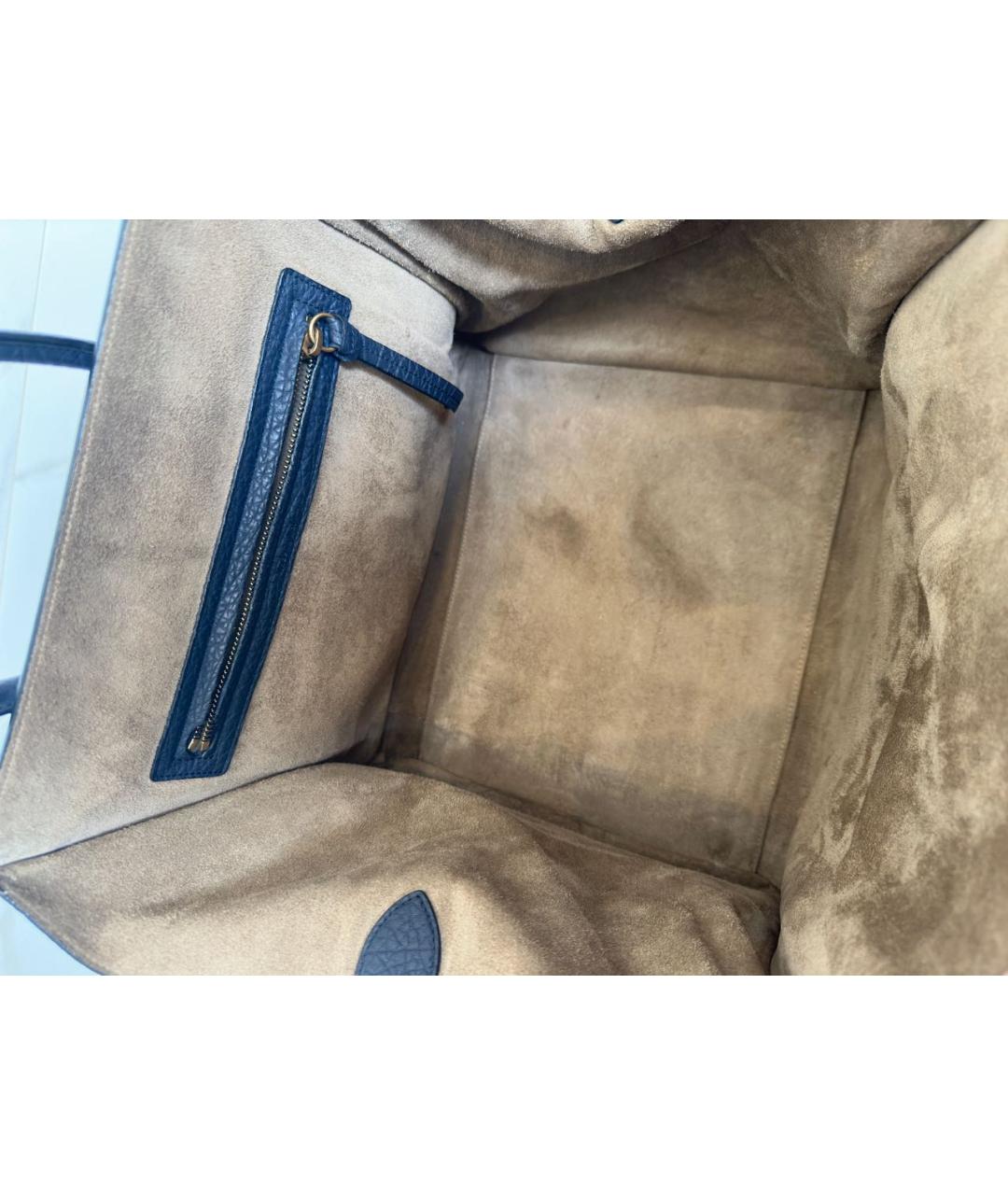 CELINE PRE-OWNED Темно-синяя кожаная сумка с короткими ручками, фото 4